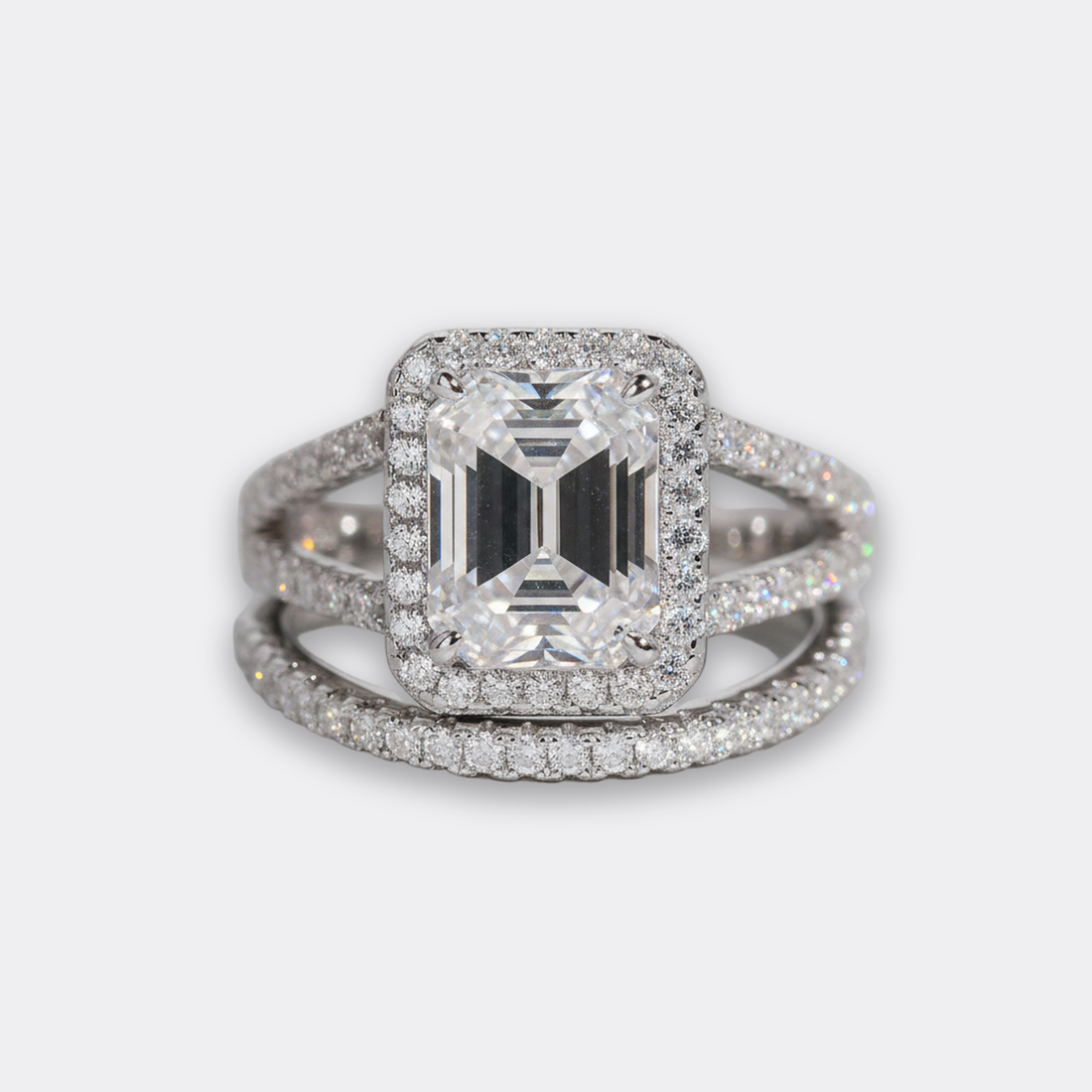 3ct Emerald-Cut Bridal Set · Rhodium — image 1