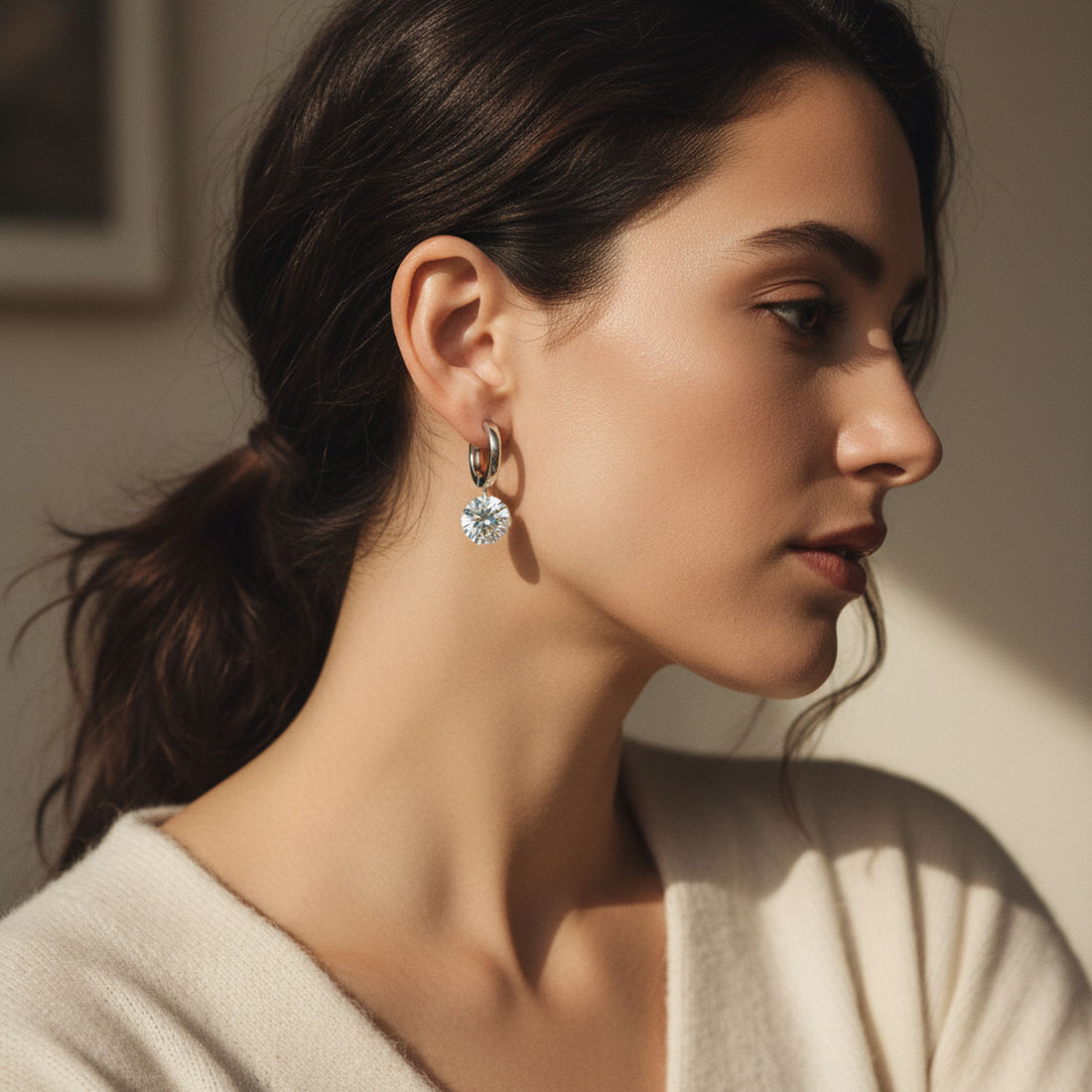 Silver Drop Hoops — image 3