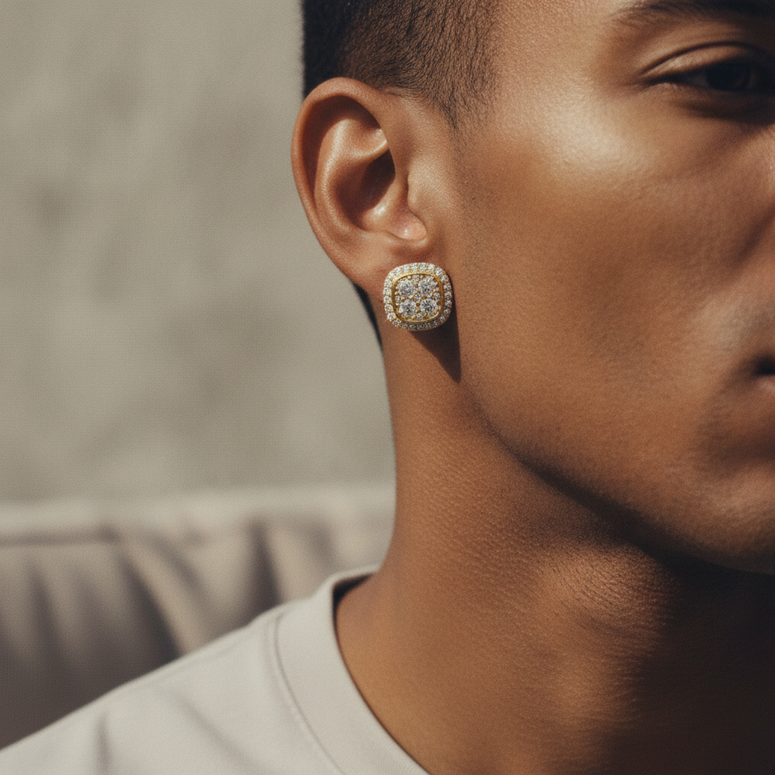 Gold Iced Square Studs — image 3