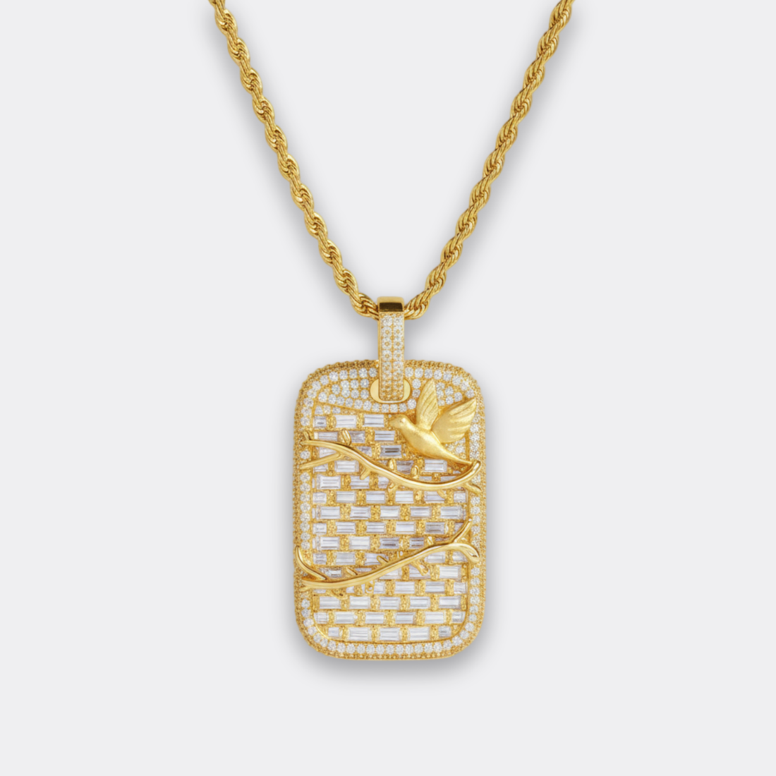 Iced Dove Dog Tag Pendant — image 2