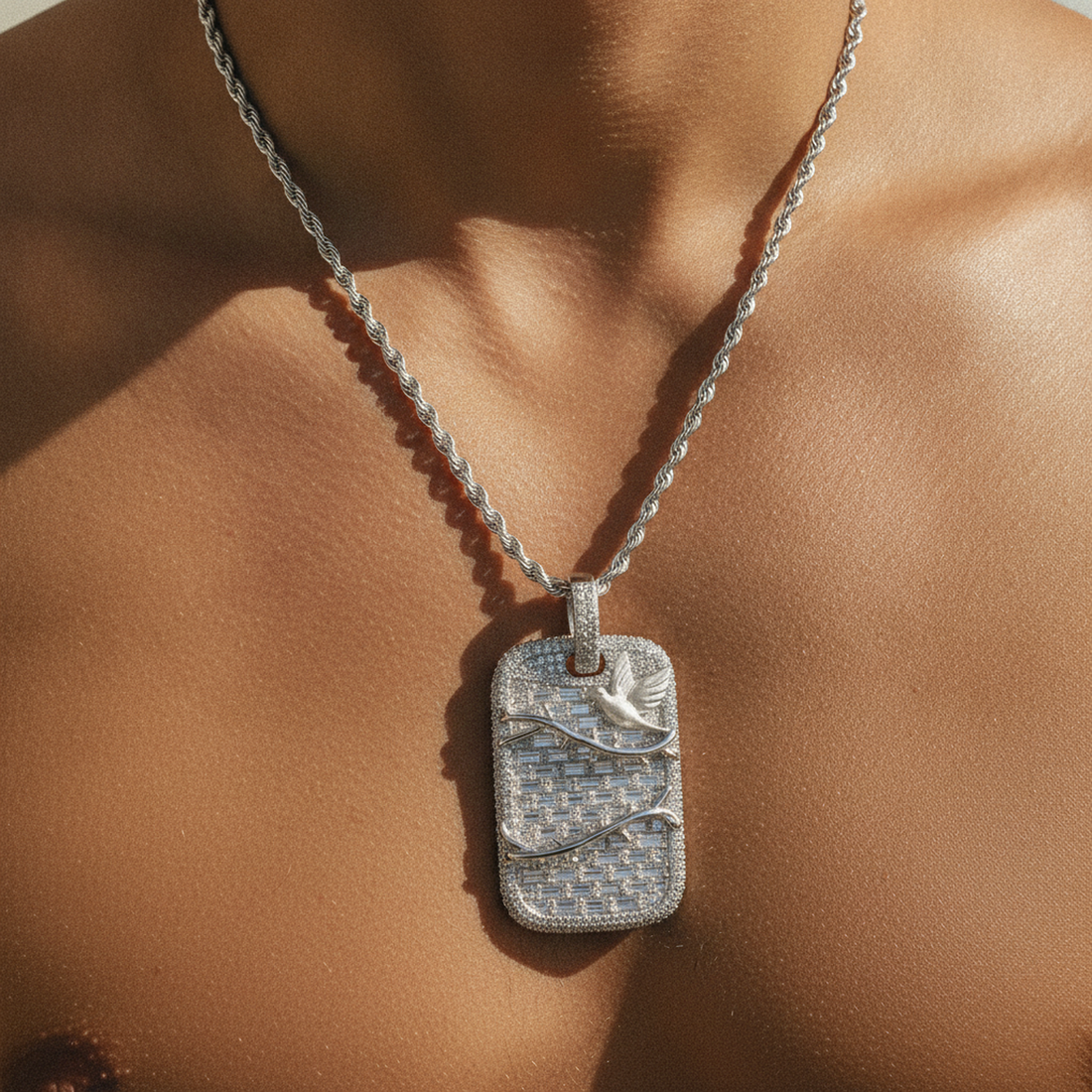 Iced Dove Dog Tag Pendant — image 4