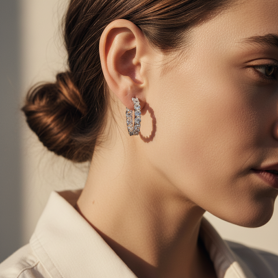 Slim Pavé Hoops — image 3