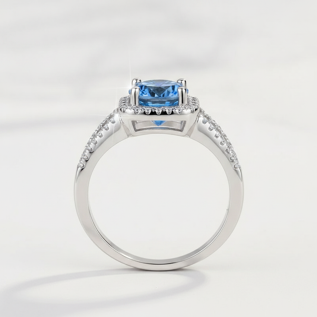 Blue Halo Moissanite Ring — image 3