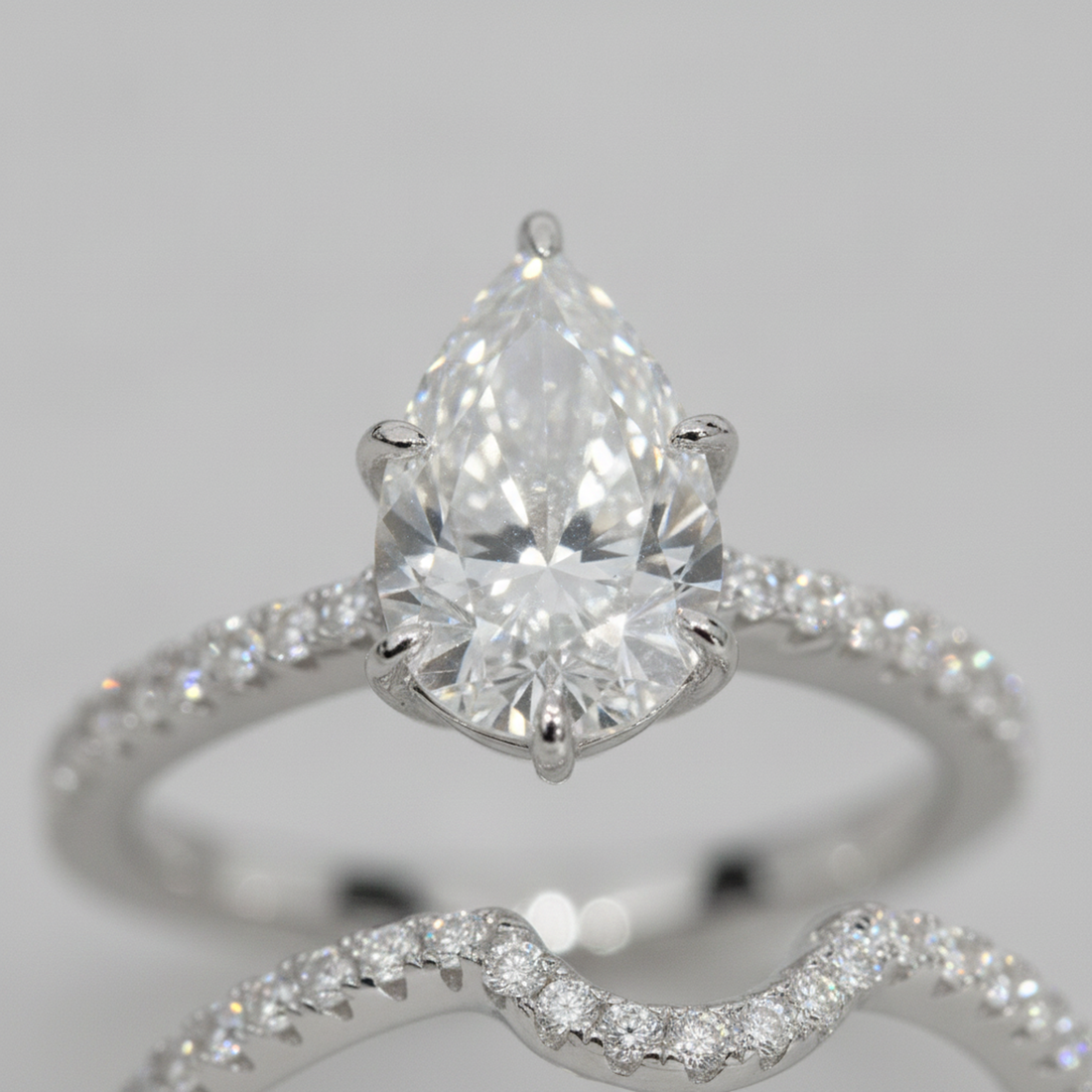3ct Pear Bridal Set · Rhodium — image 5