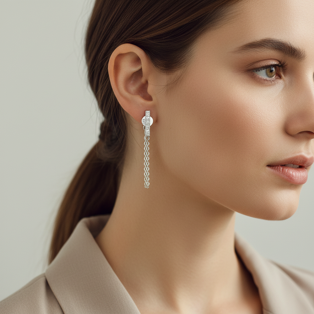 Three-Stone Drop Earrings — image 3