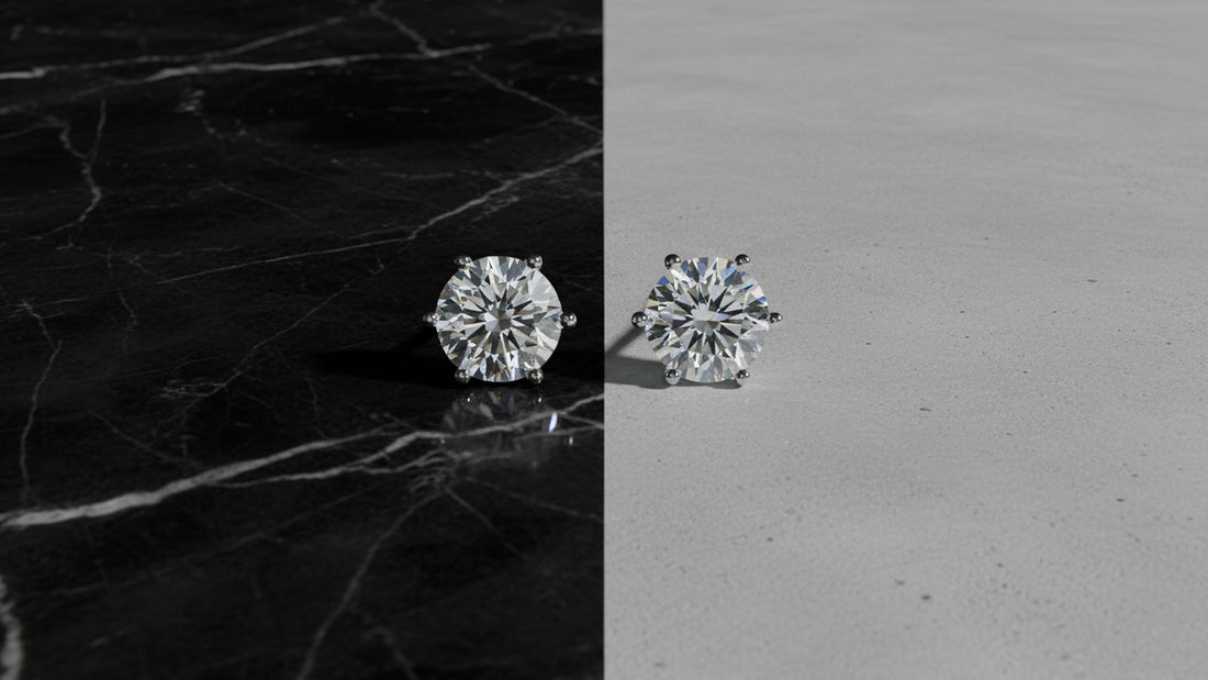 Moissanite and diamond side by side comparison