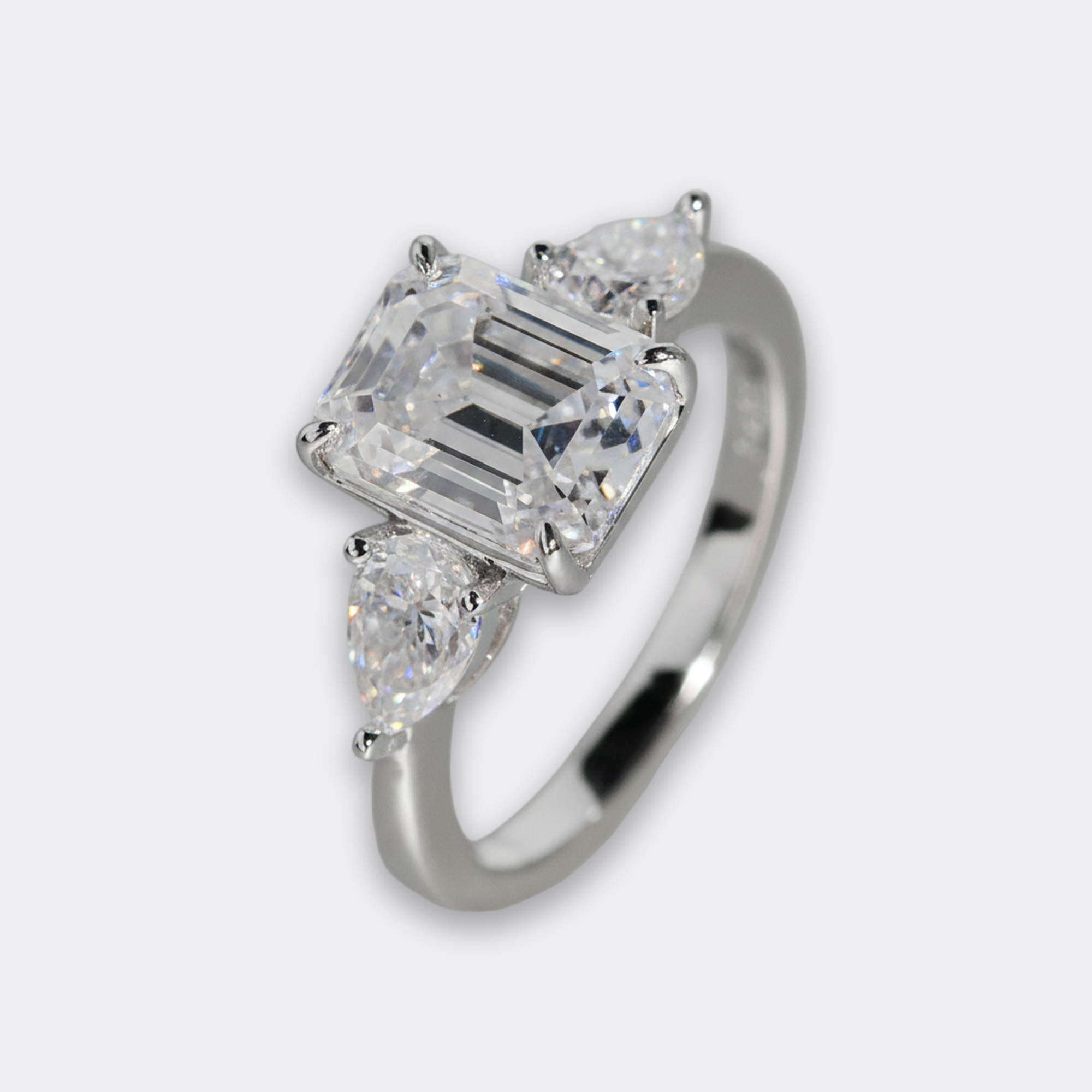 3ct Emerald Bridal Set in silver