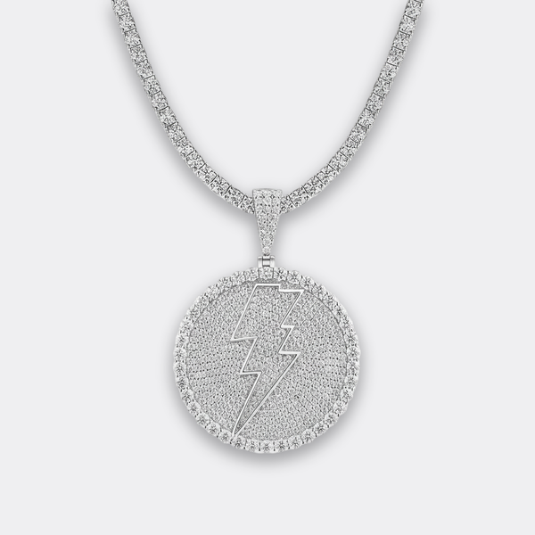 Iced Lightning Bolt Pendant