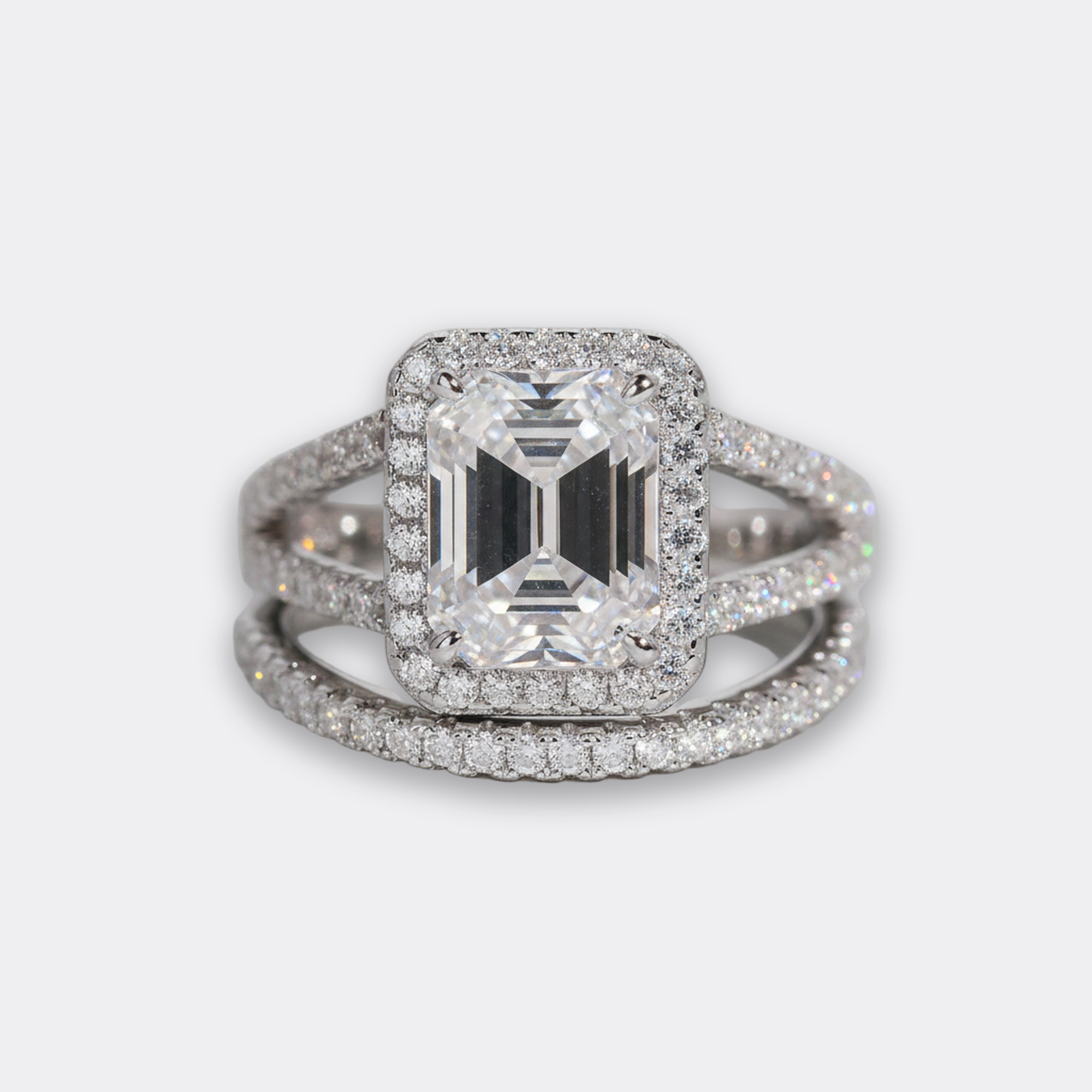 3ct Emerald Bridal Set Rhodium in silver
