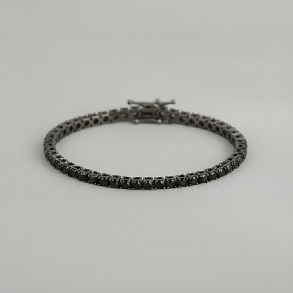 Black tennis bracelet detail