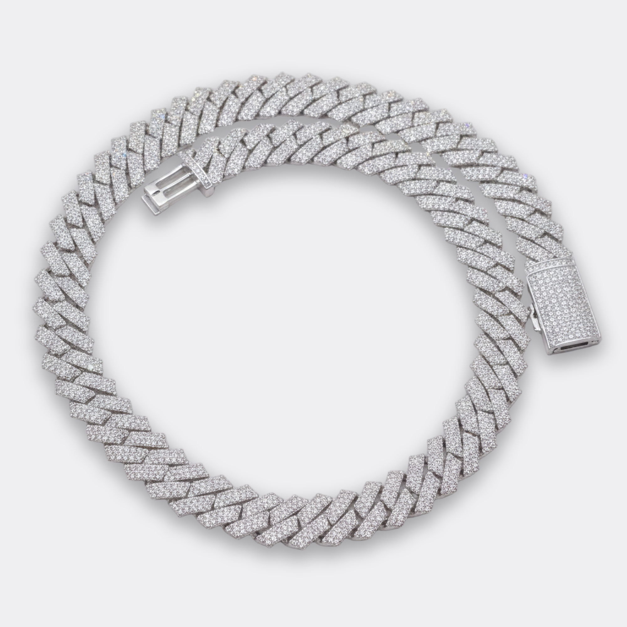 14mm Two-Tone Cuban Necklace in silver