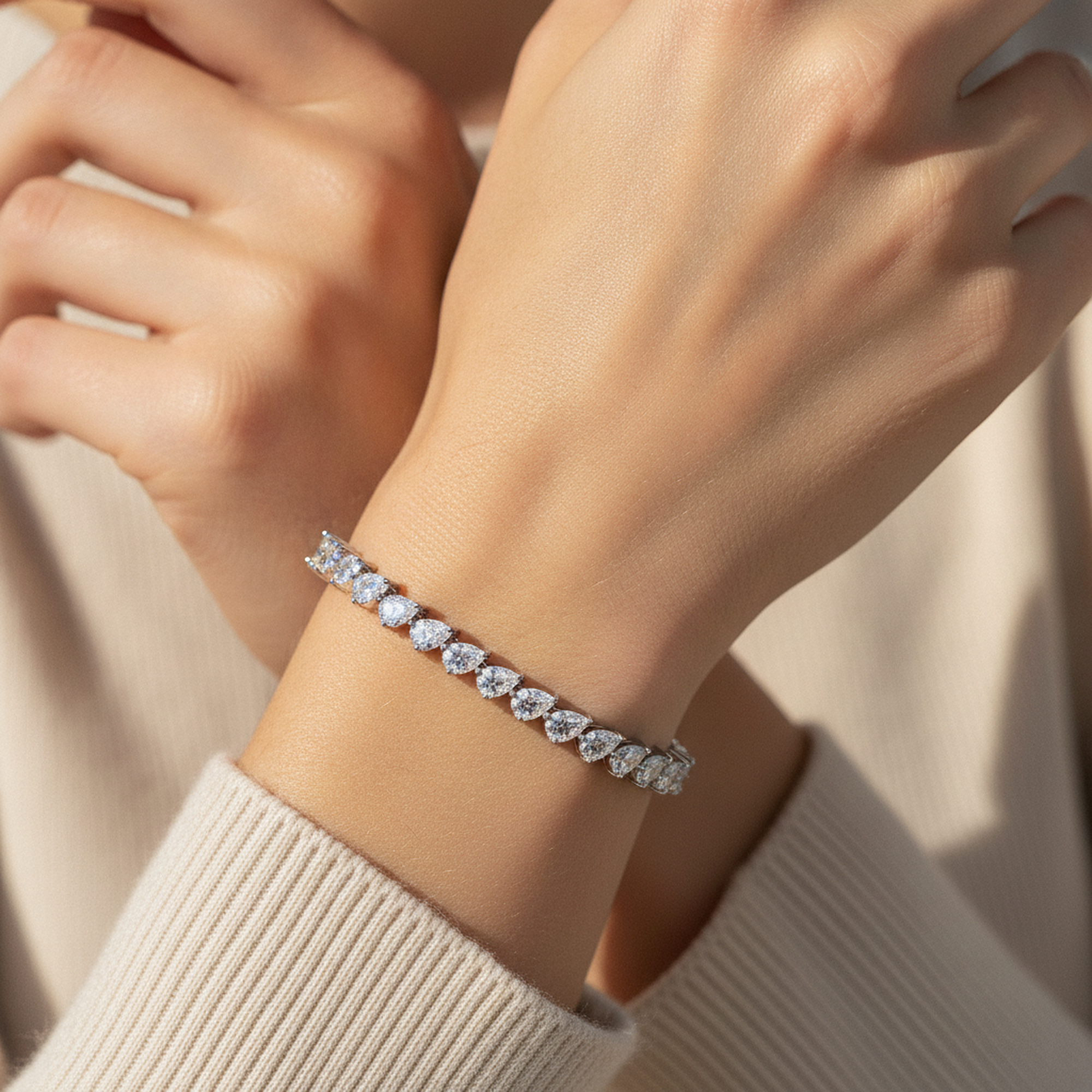 Classic Tennis Bracelet on wrist