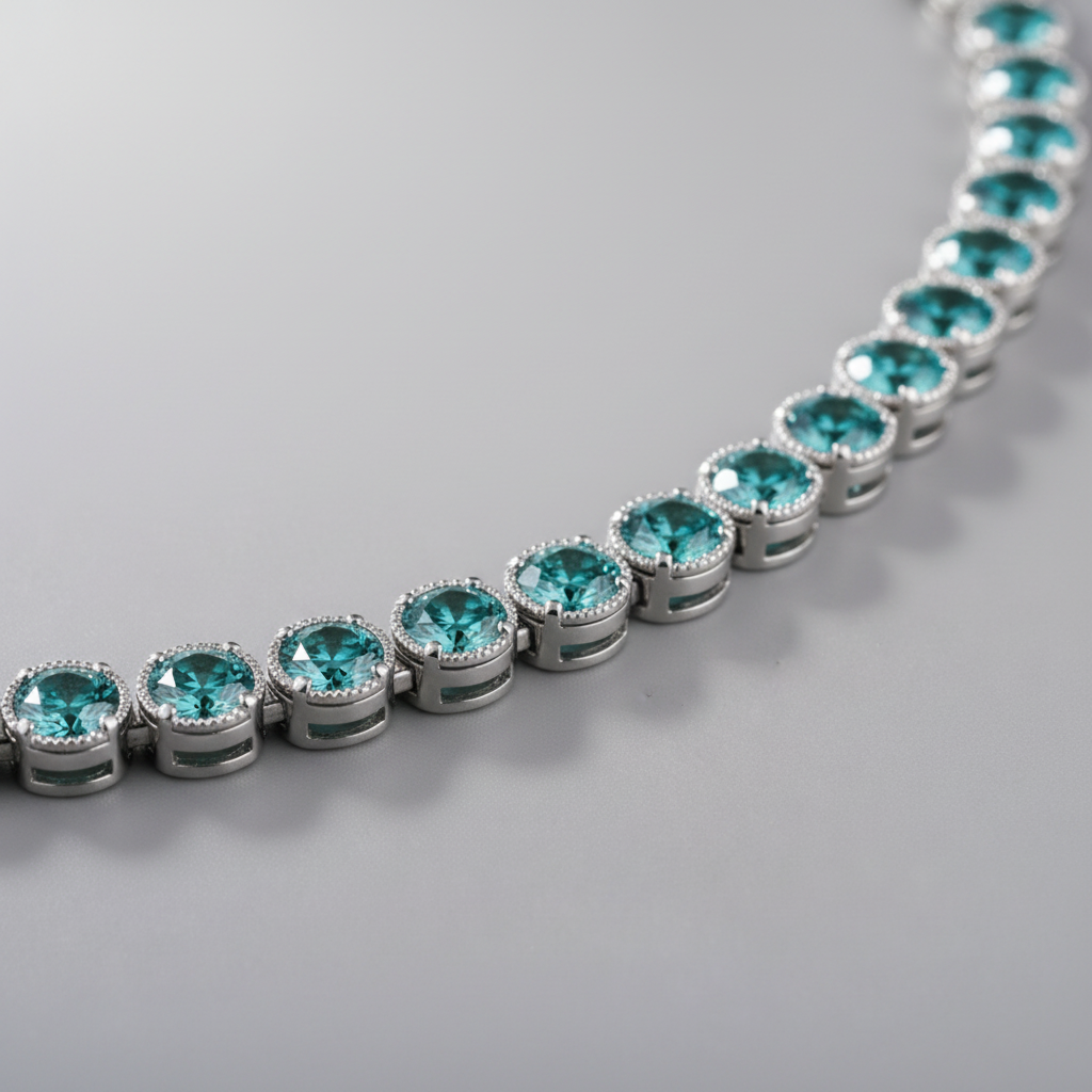 5mm Green Moissanite Tennis Chain close-up detail