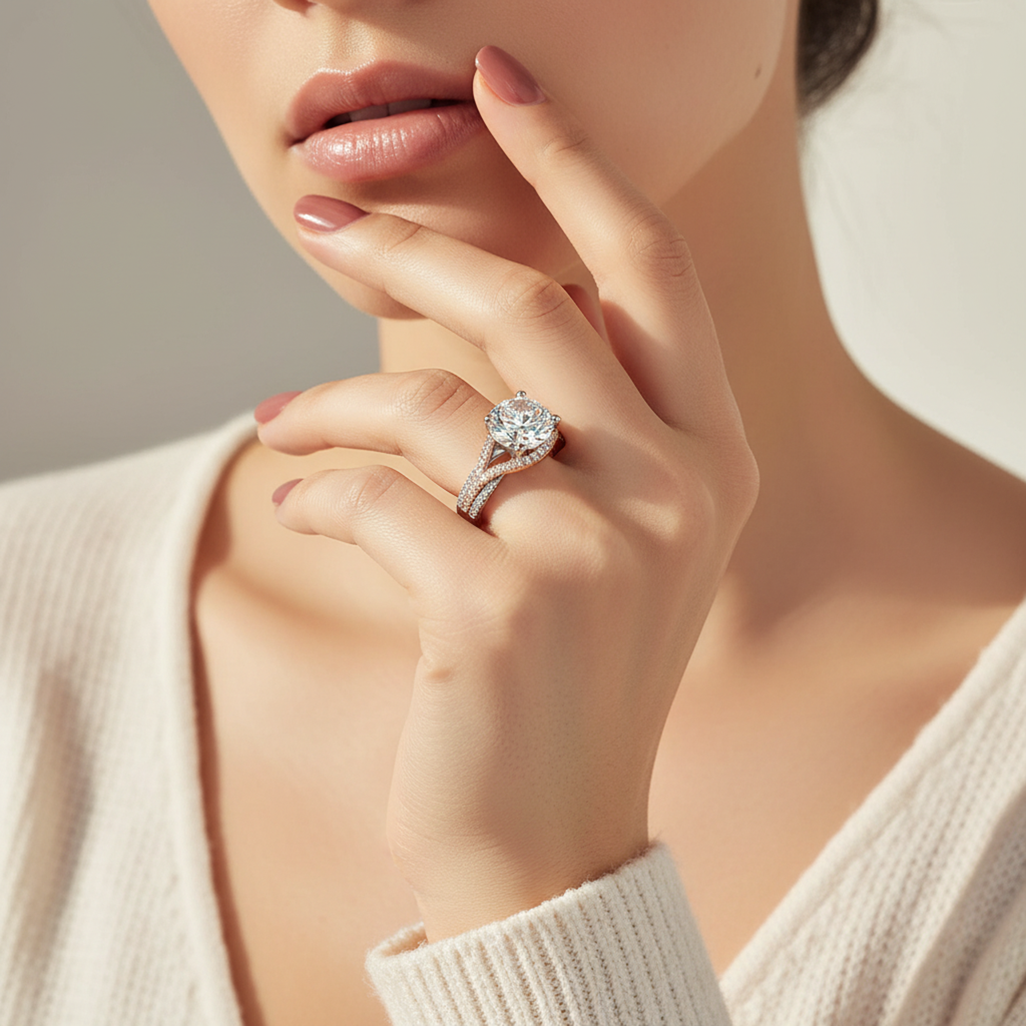 2ct Round Solitaire Ring on hand