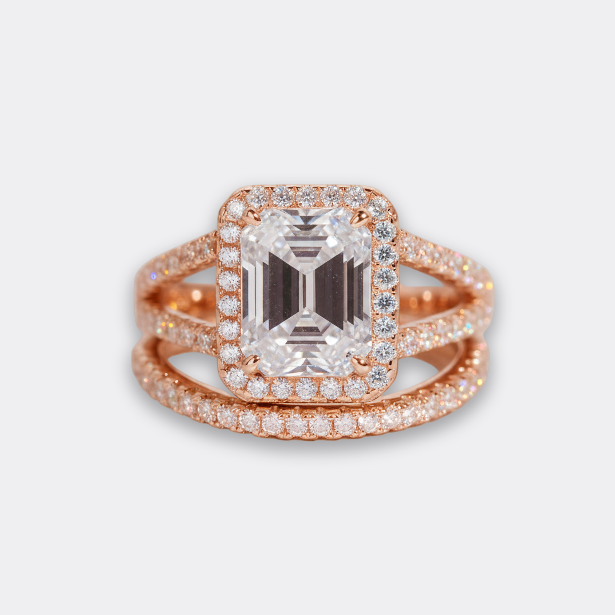 3ct Emerald Bridal Set Rhodium in rose gold