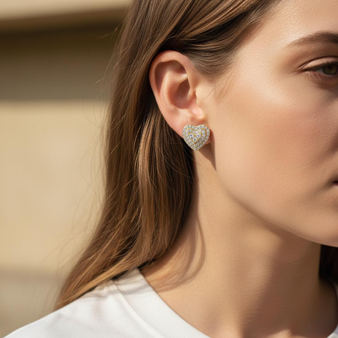 Pavé Heart Studs — image 3