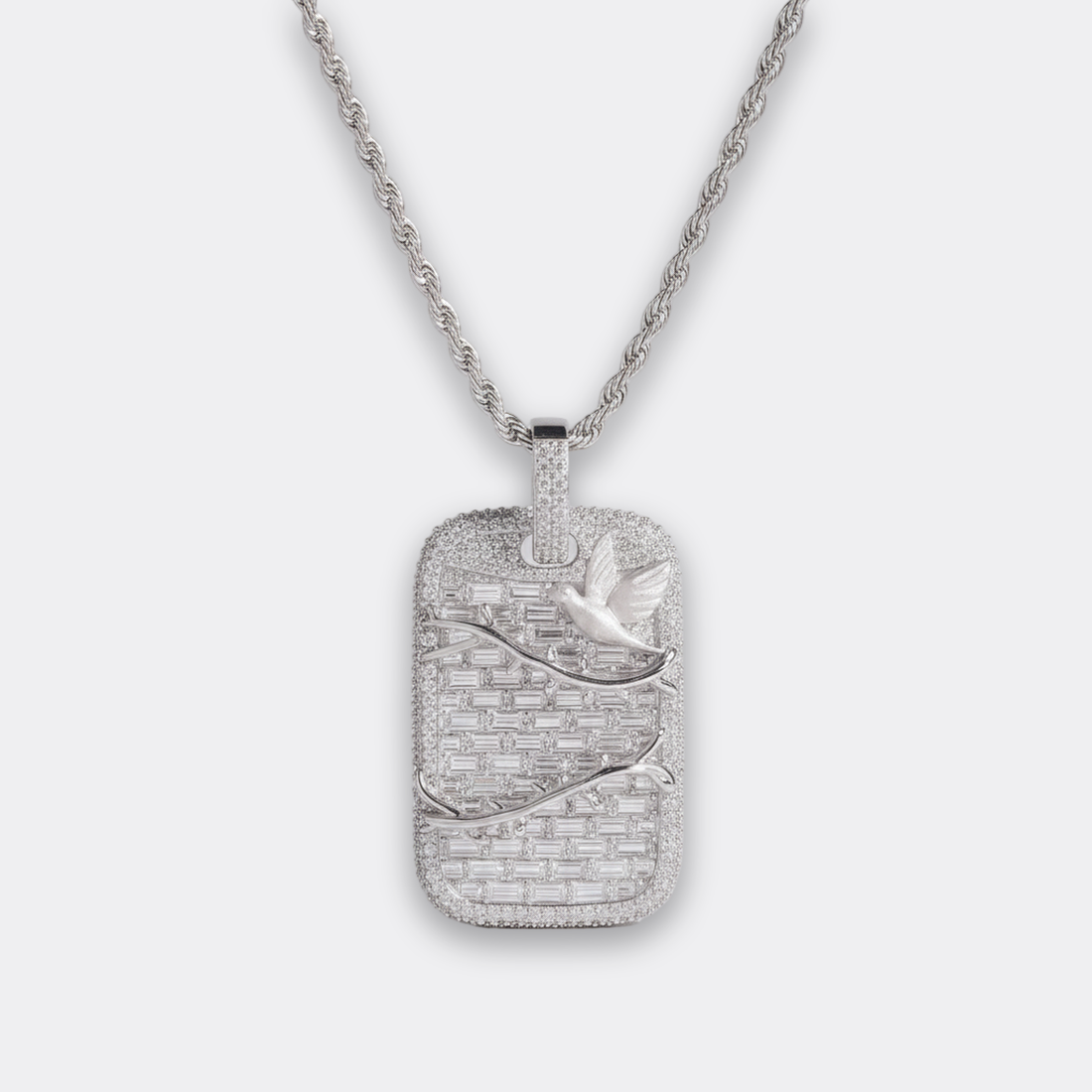 Iced Dove Dog Tag Pendant — image 1