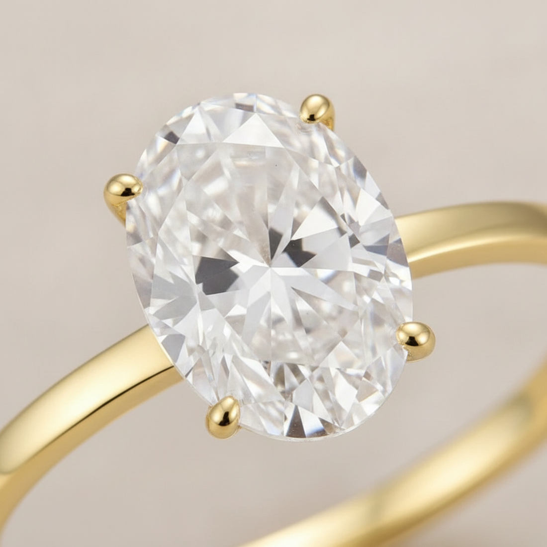 Gold Oval Solitaire Ring — image 2