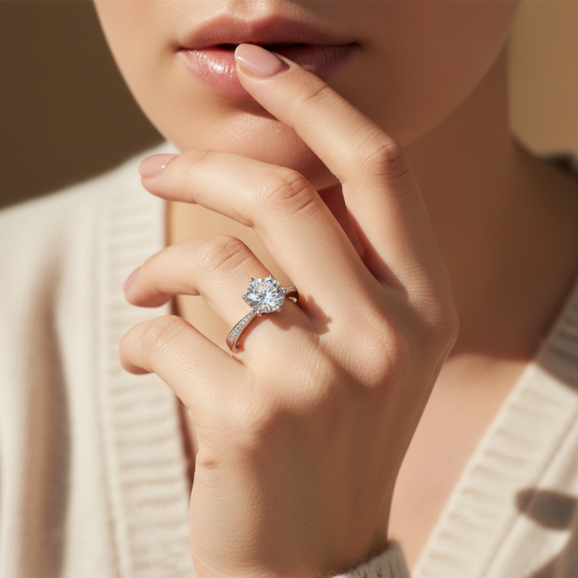 1.5ct Round Solitaire Ring worn on hand