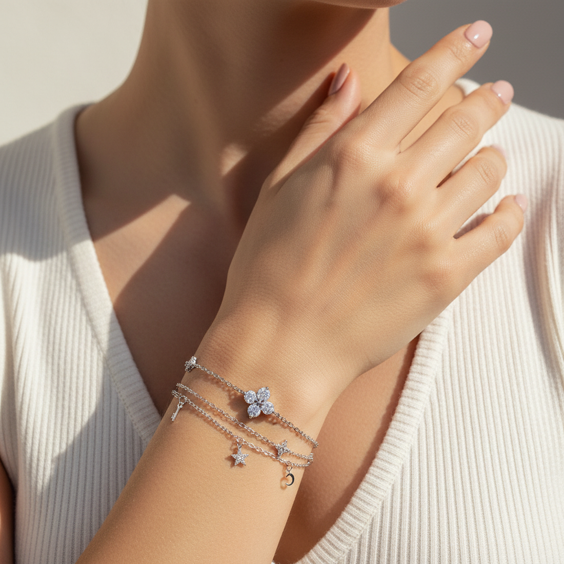 Cross & Clover Charm Bracelet — image 3