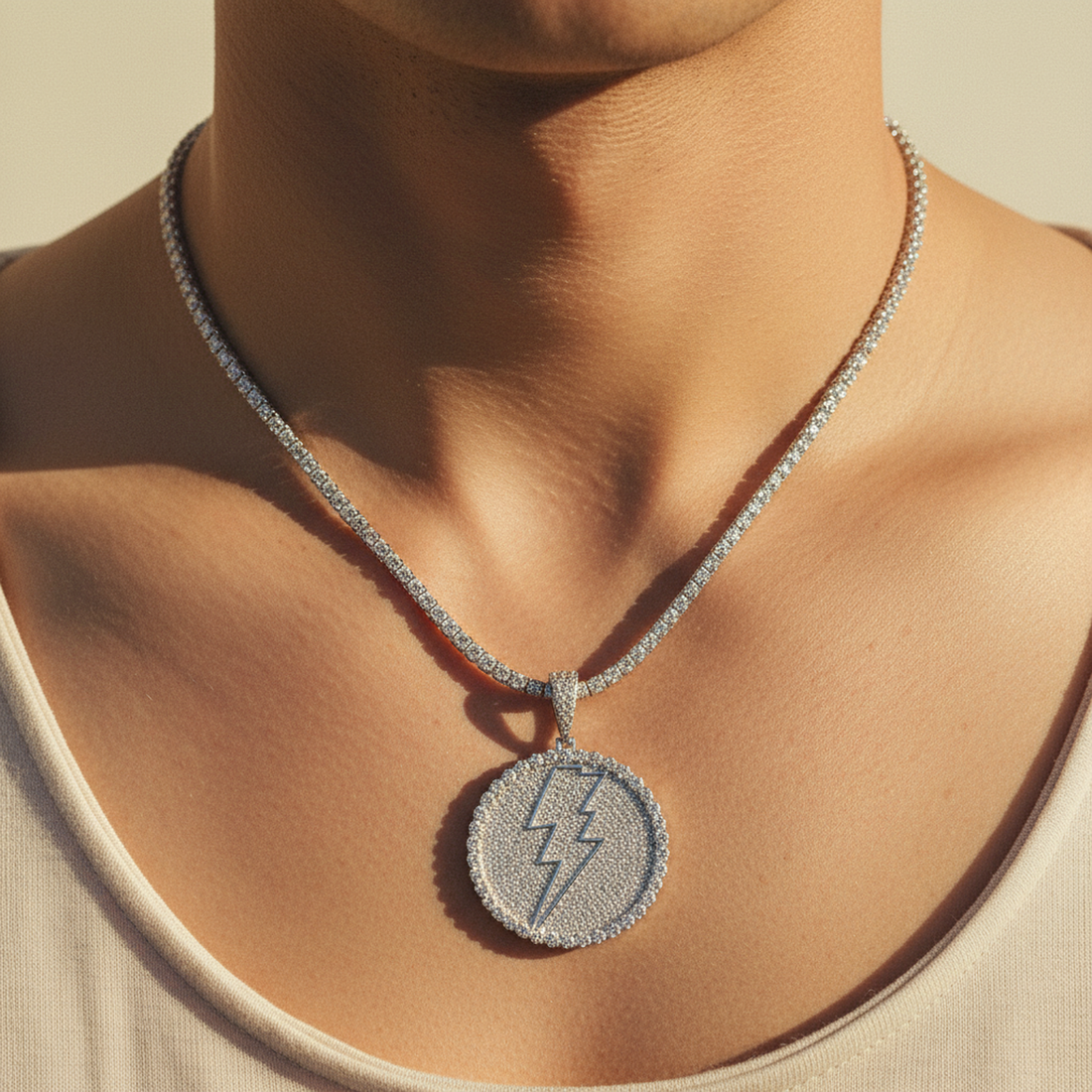Iced Lightning Bolt Pendant — image 2