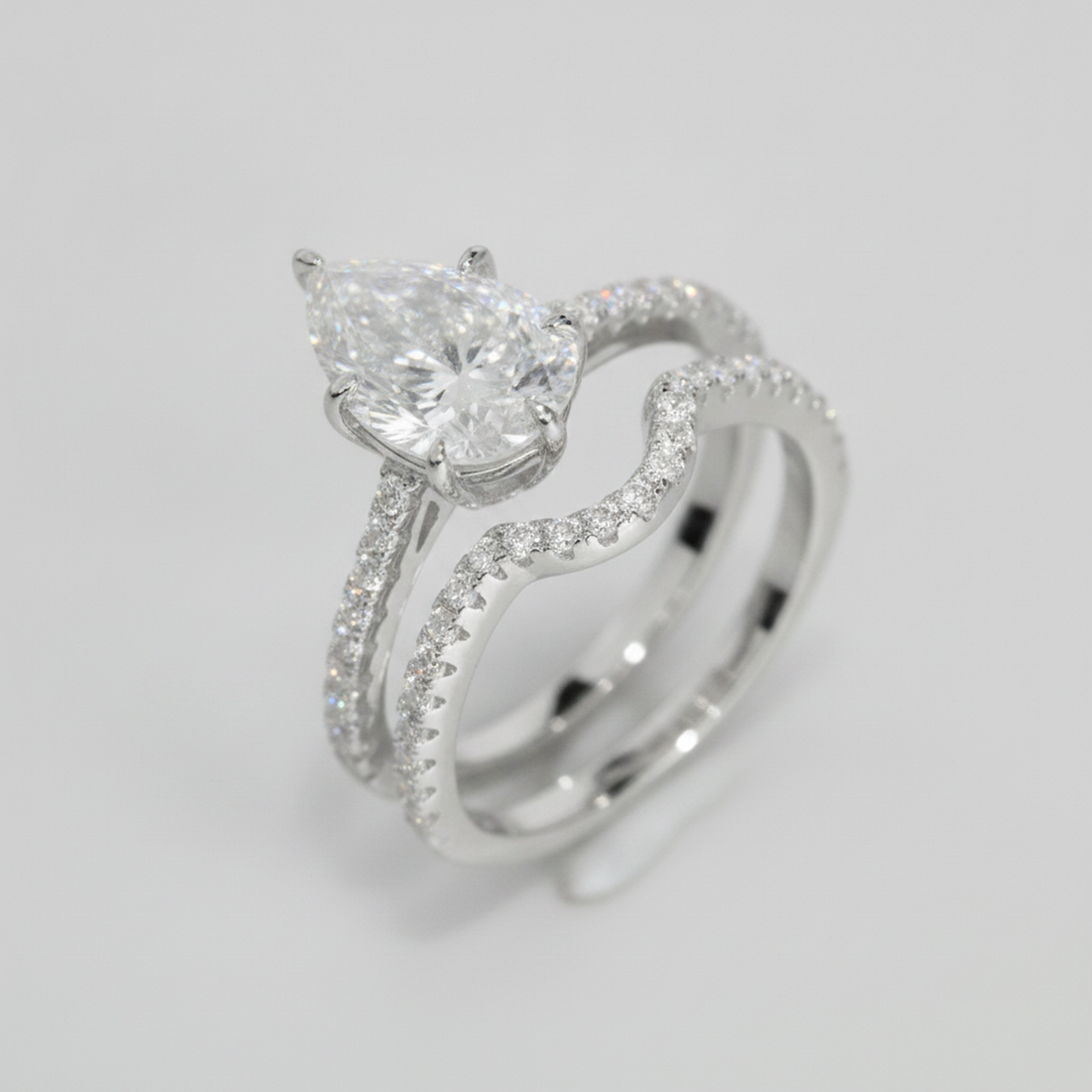 3ct Pear Bridal Set · Rhodium — image 4