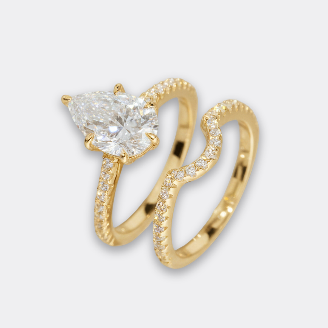 3ct Pear Bridal Set · Rhodium — image 2