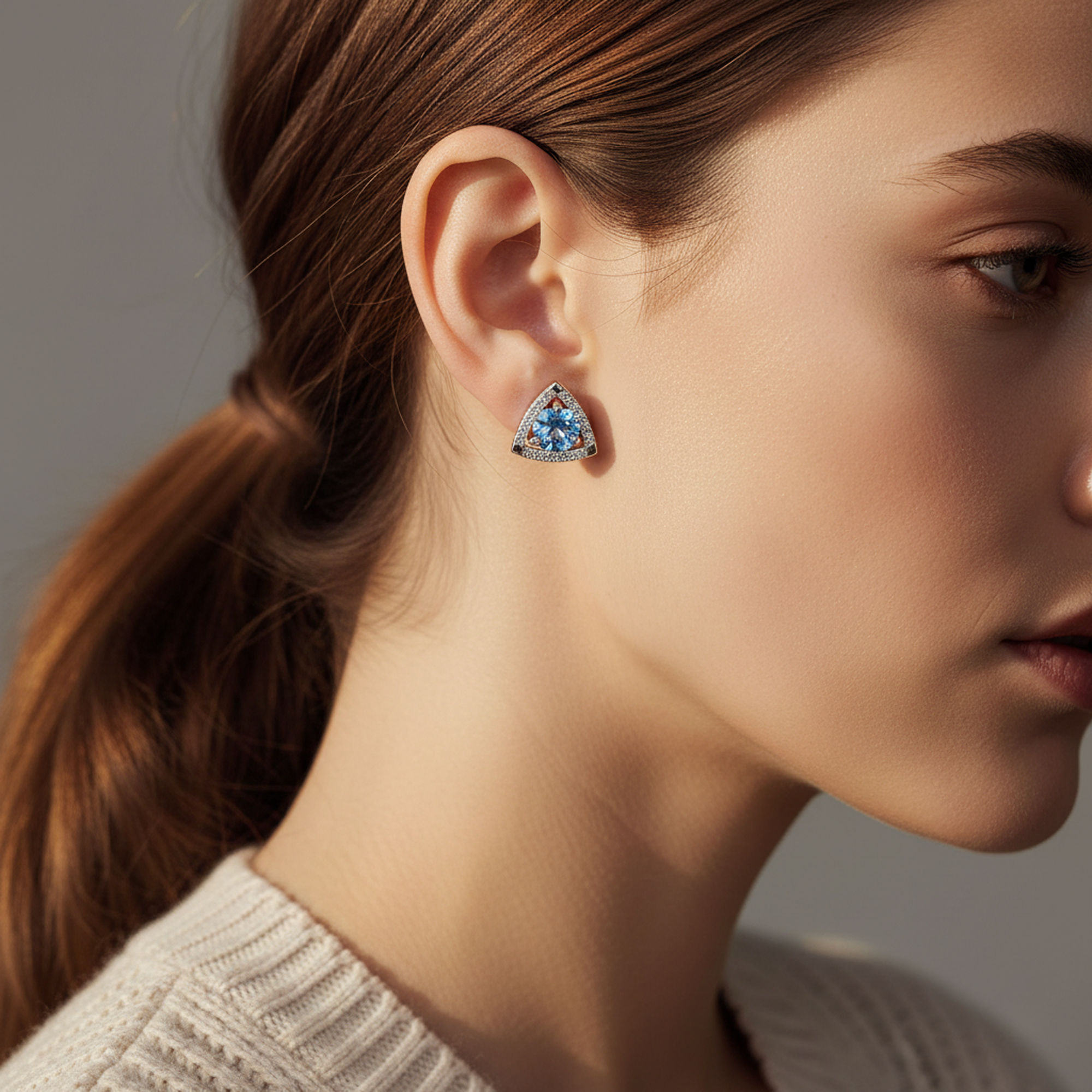 Floral Cluster Studs on ear