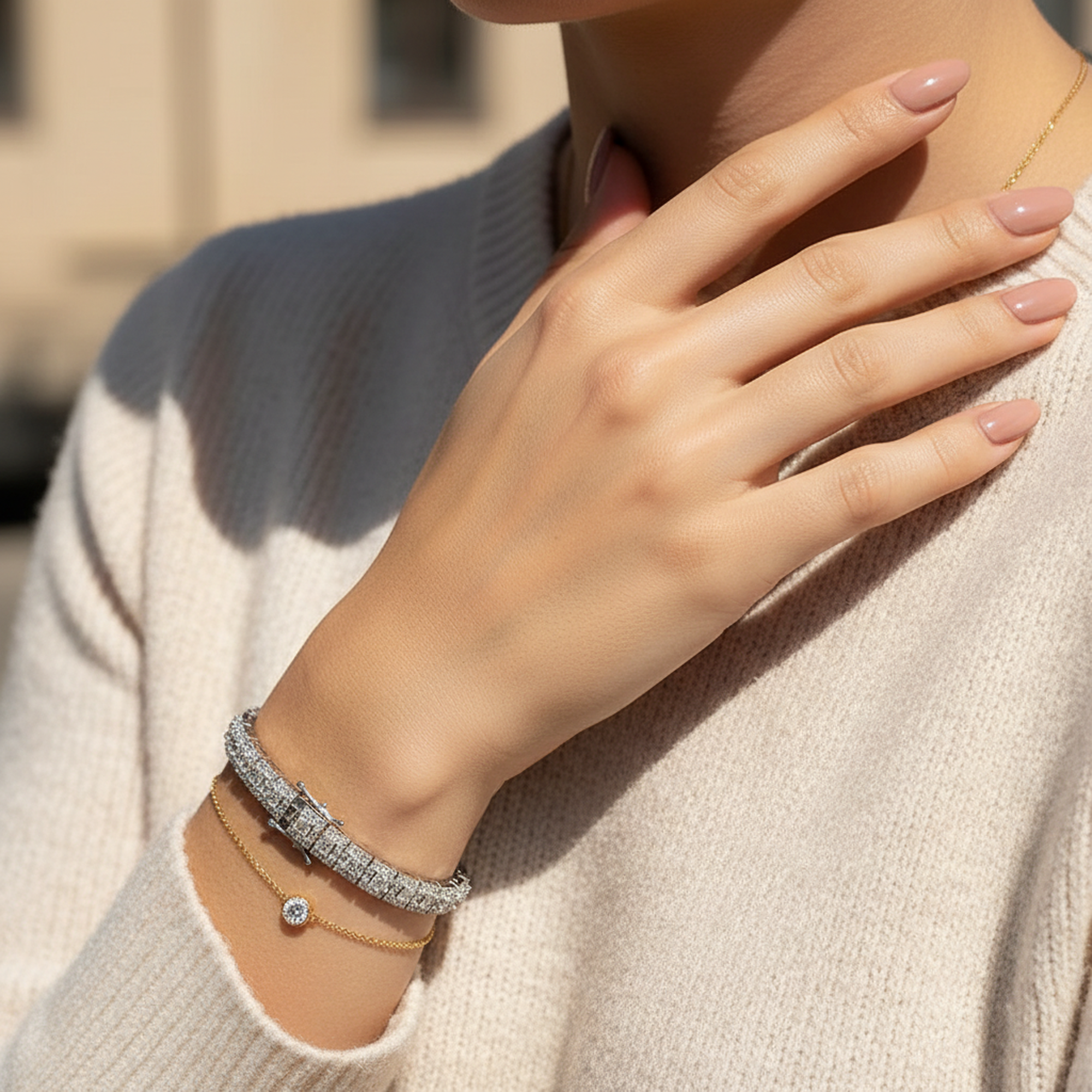 3mm Tennis Bracelet Silver on wrist
