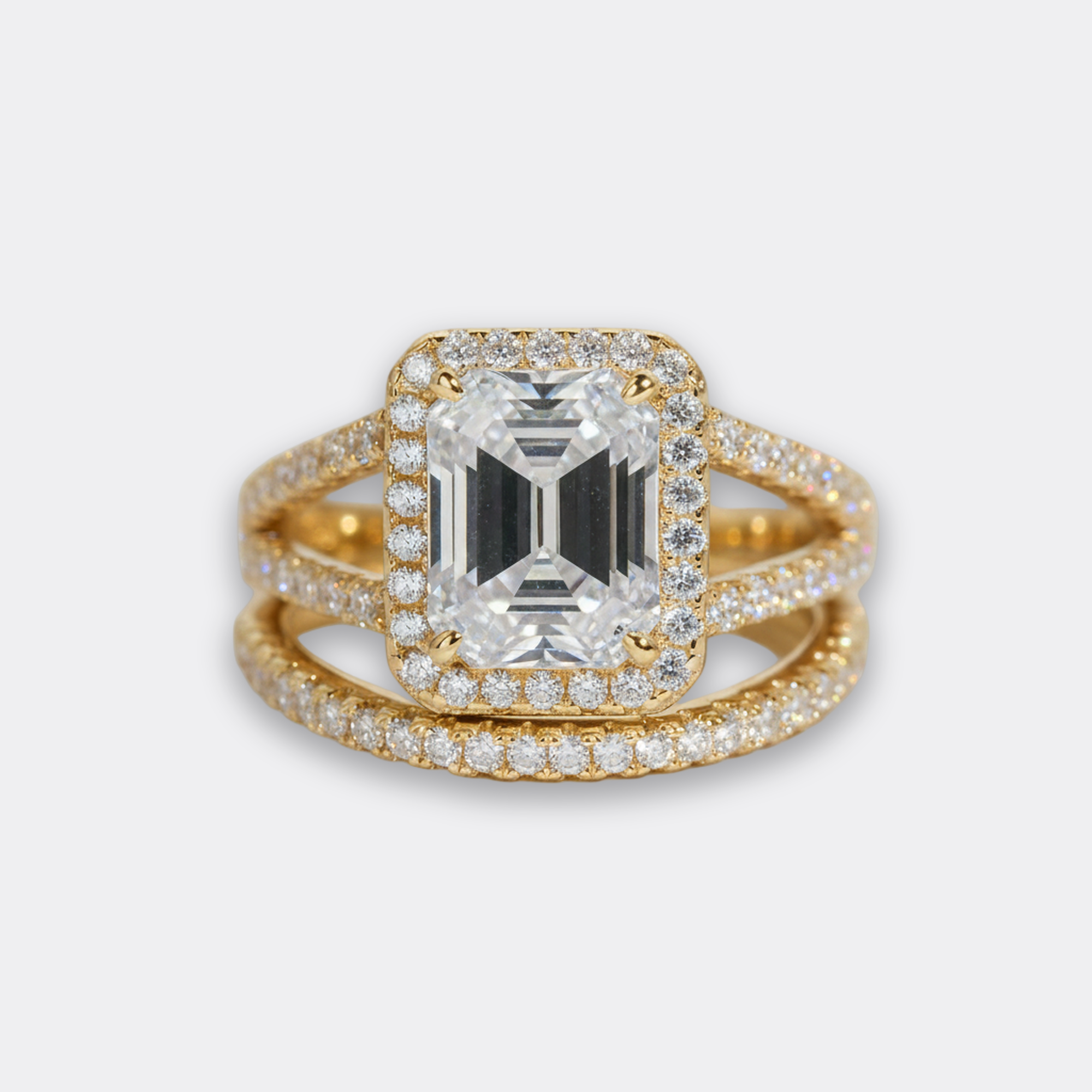 3ct Emerald Bridal Set Rhodium in gold