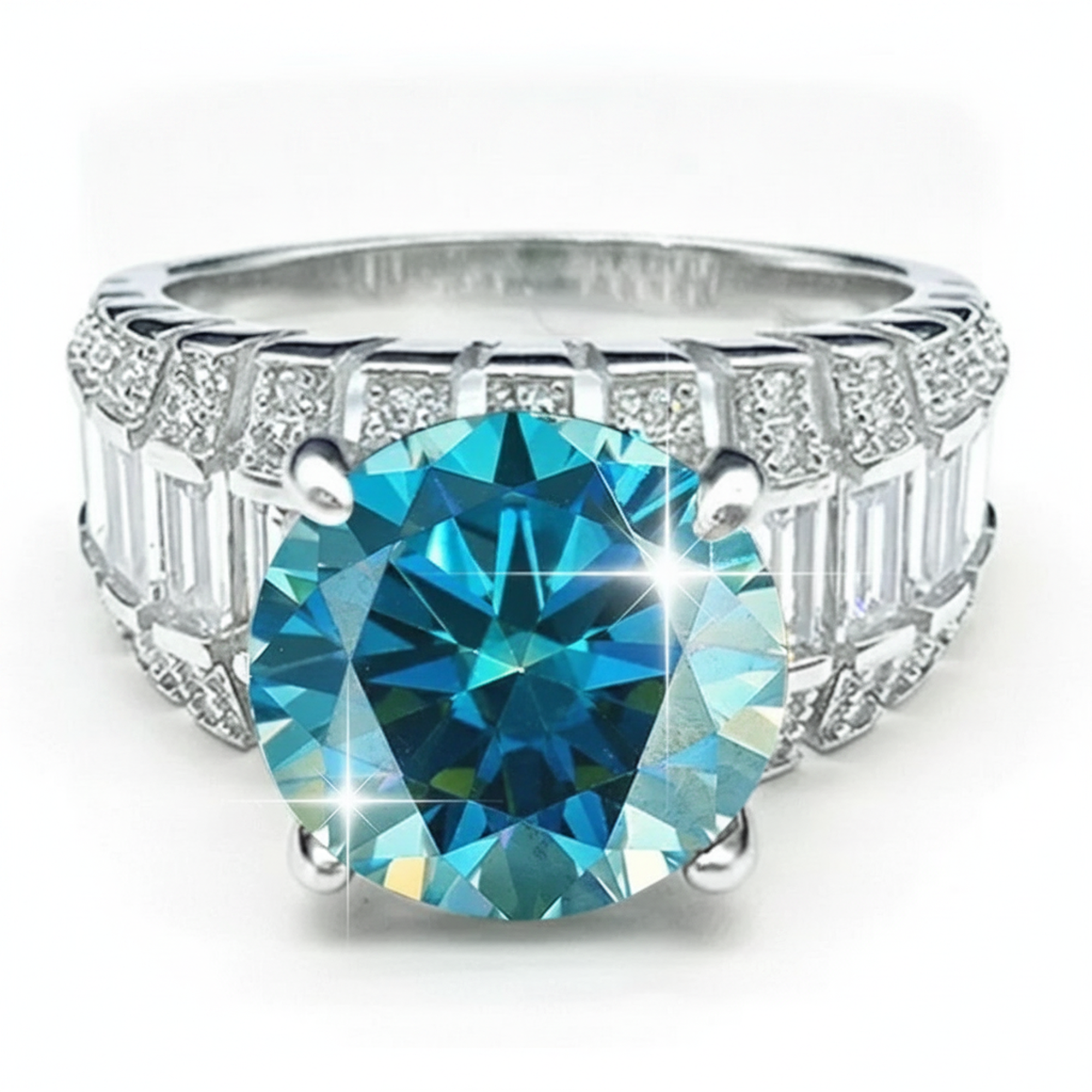 Blue Cushion Statement Ring