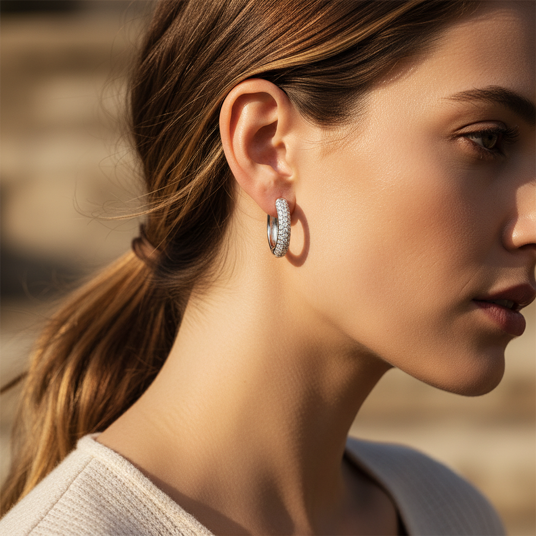 Large Pavé Hoops — image 3
