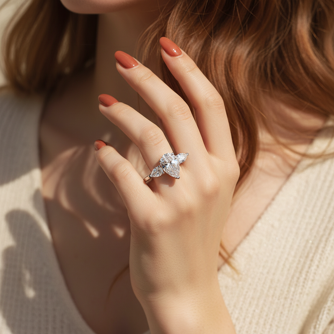 Pear Solitaire Ring — image 4