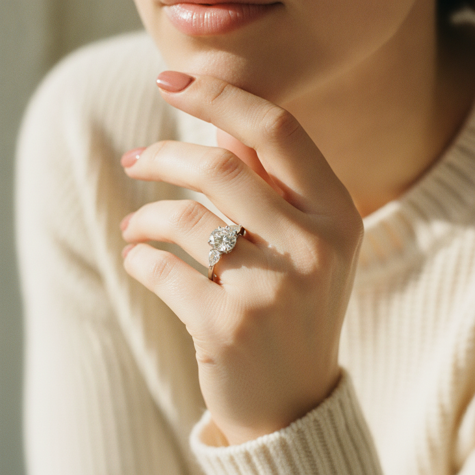 3ct Oval Bridal Set on hand