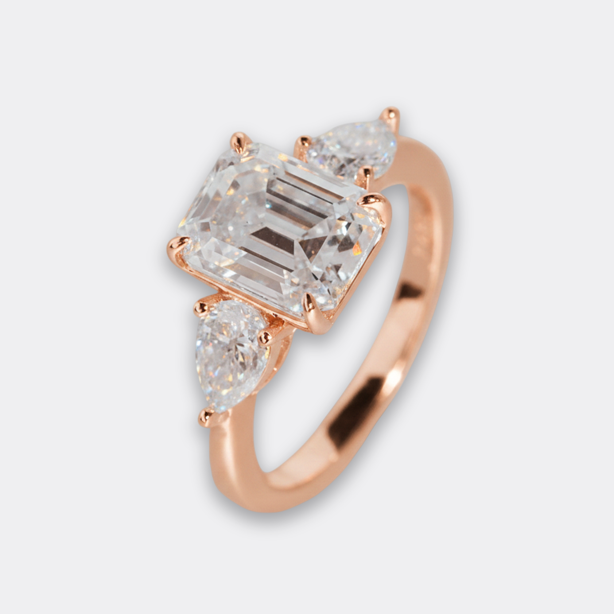 3ct Emerald Bridal Set in rose gold