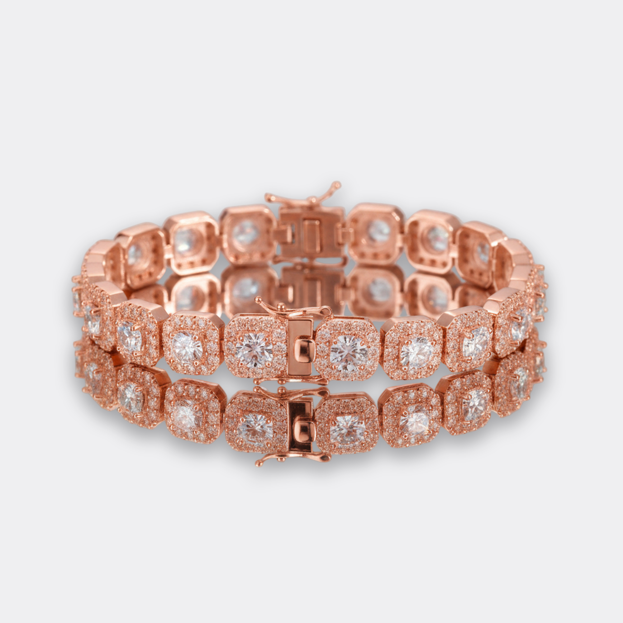 10mm Iced Cuban Bracelet in rose gold