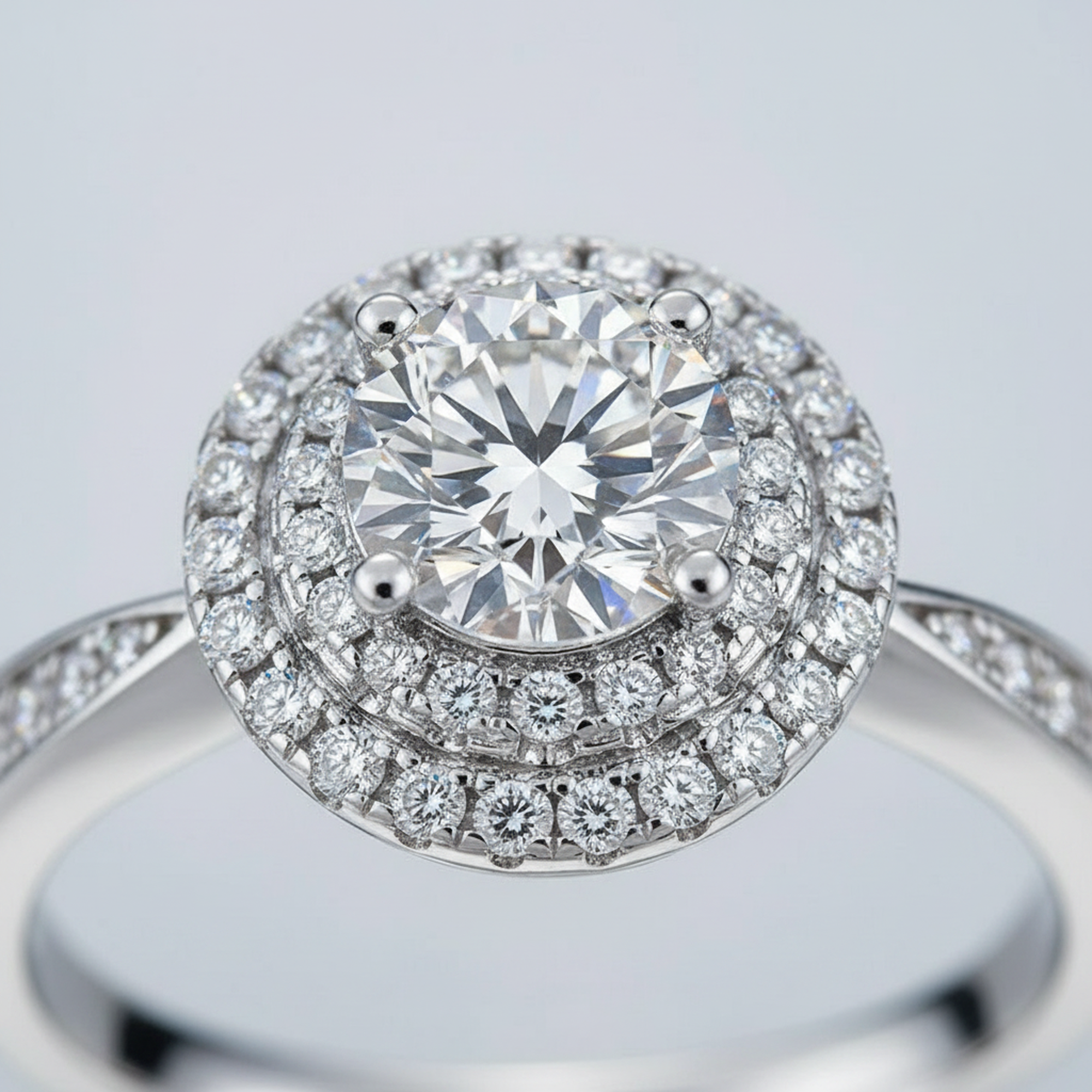 Double Halo Moissanite Ring close-up