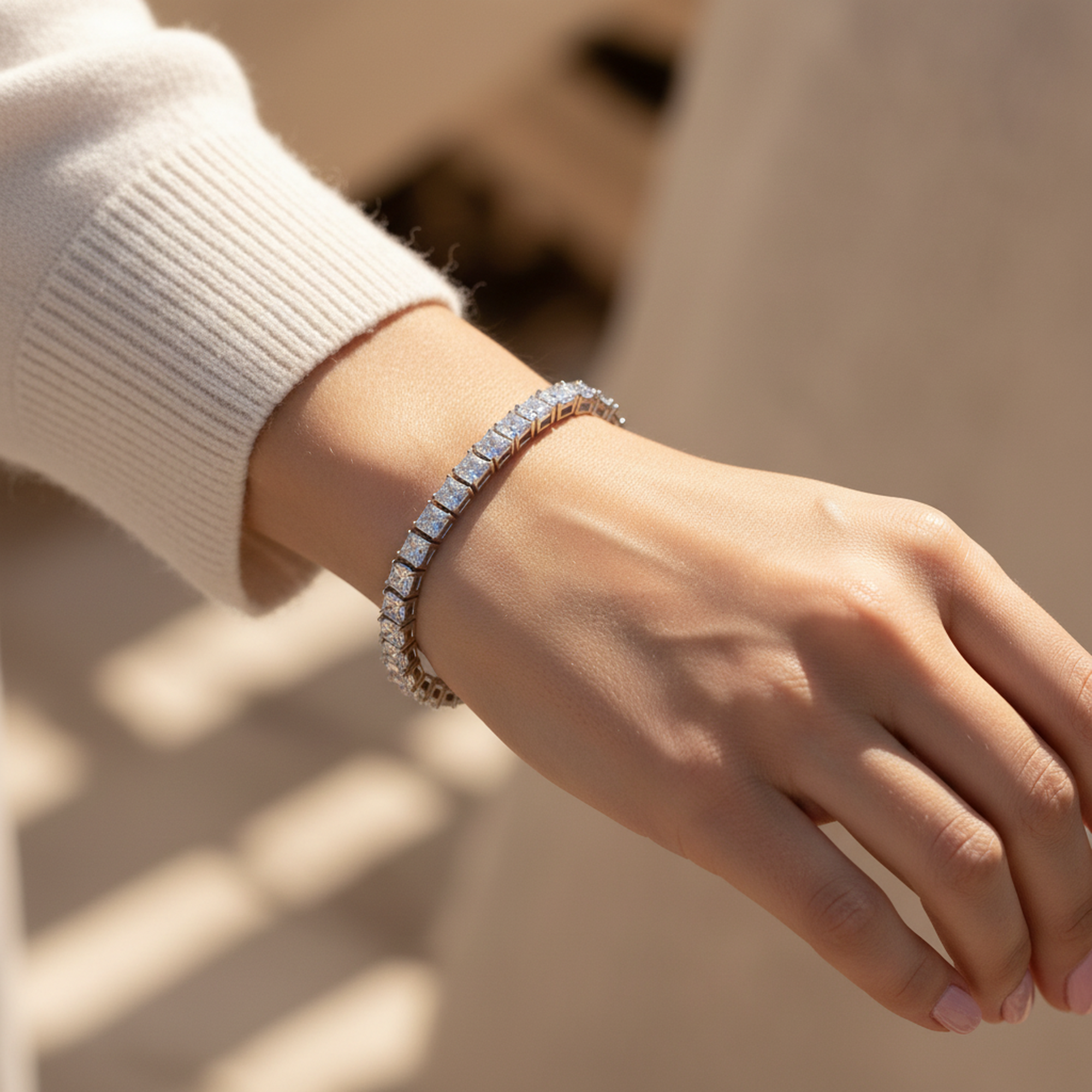 4mm Tennis Bracelet GRA on wrist