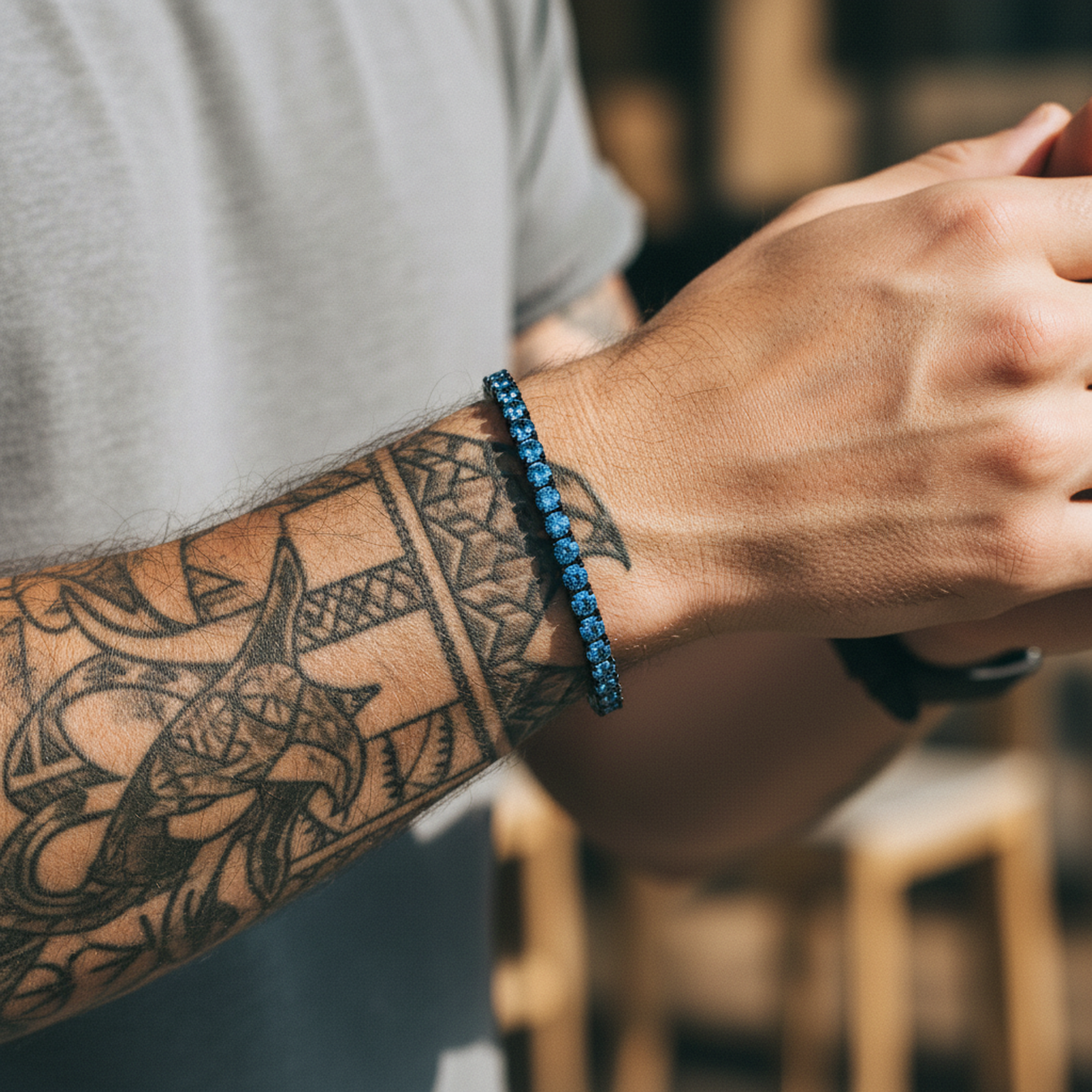 3mm Iced Cuban Bracelet on wrist