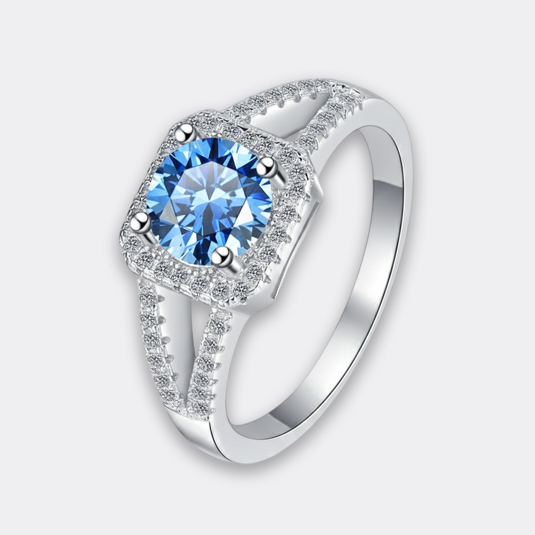 Blue Halo Moissanite Ring — image 1