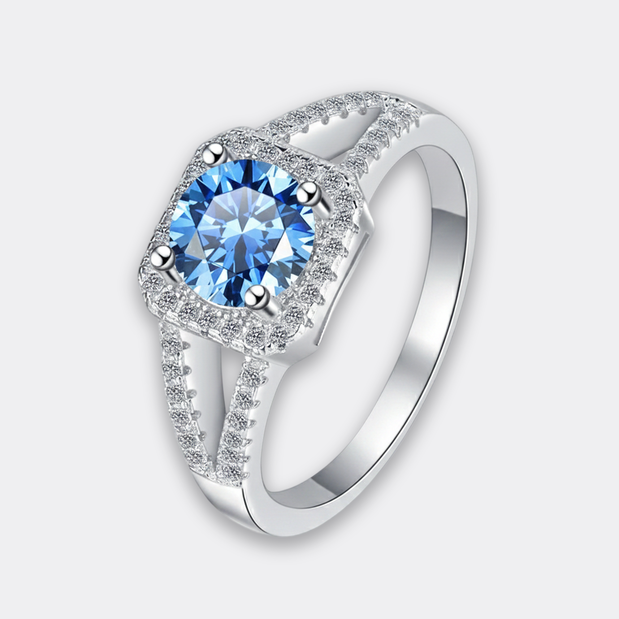 Blue Halo Moissanite Ring