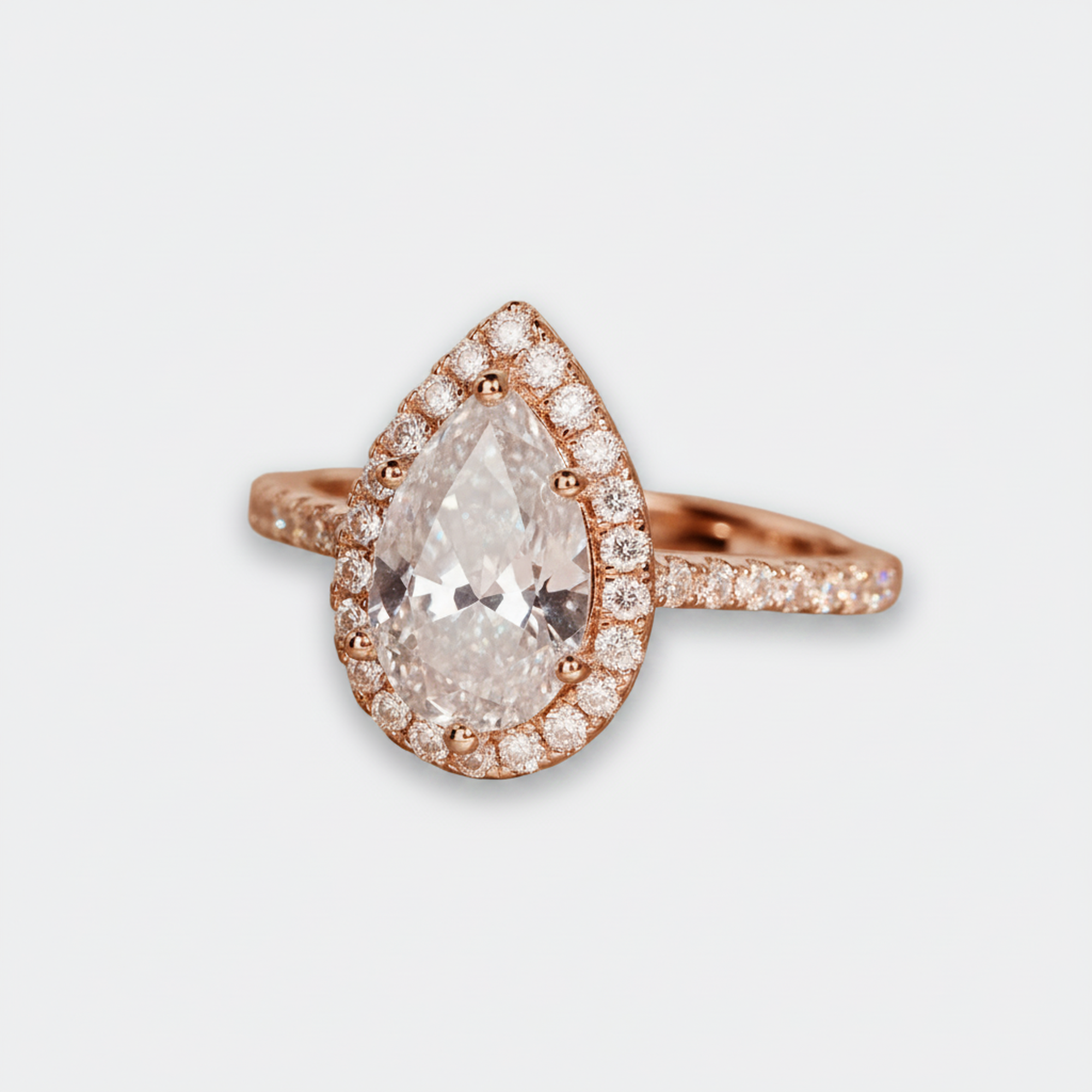 3ct Pear Bridal Set in rose gold