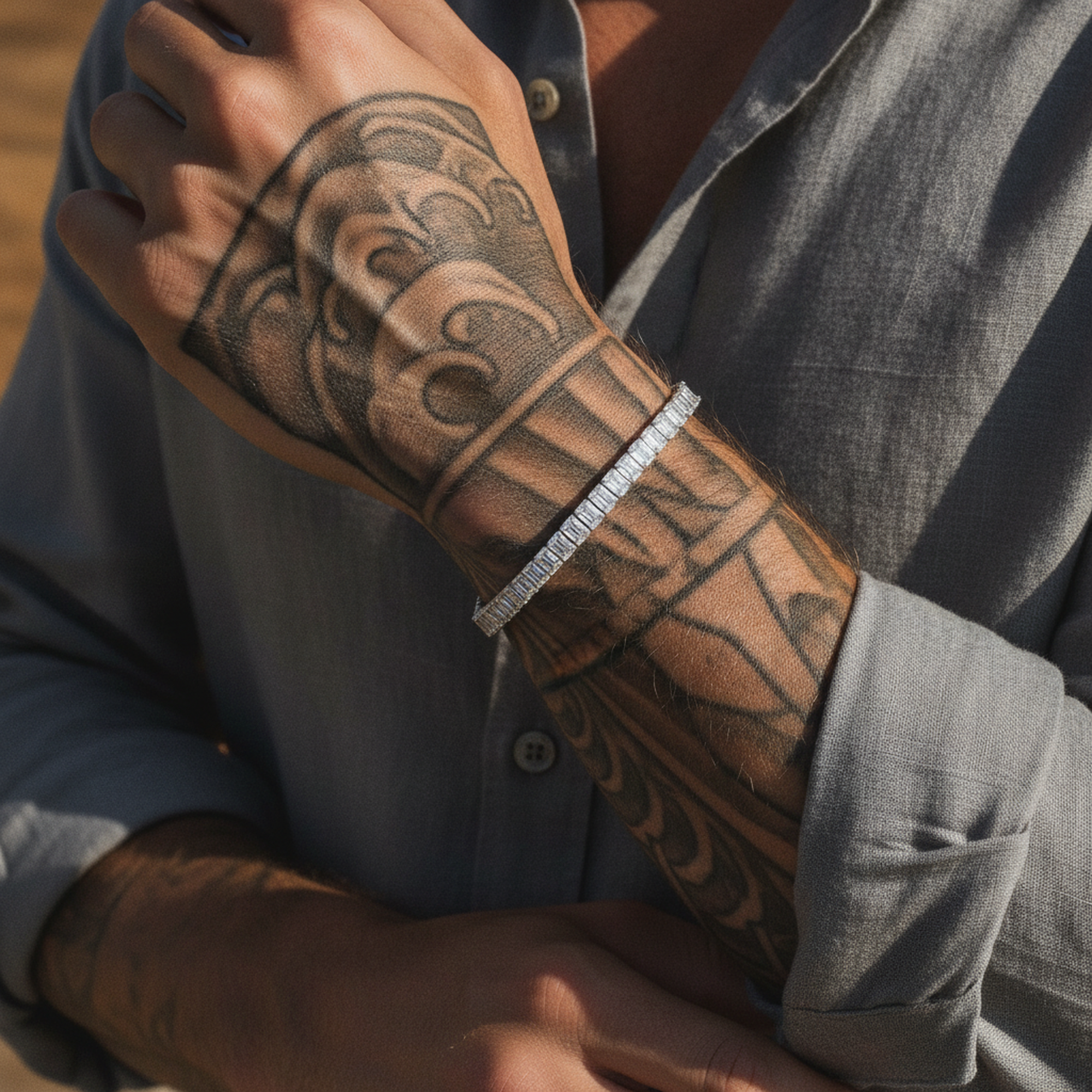 Baguette Tennis Bracelet on wrist