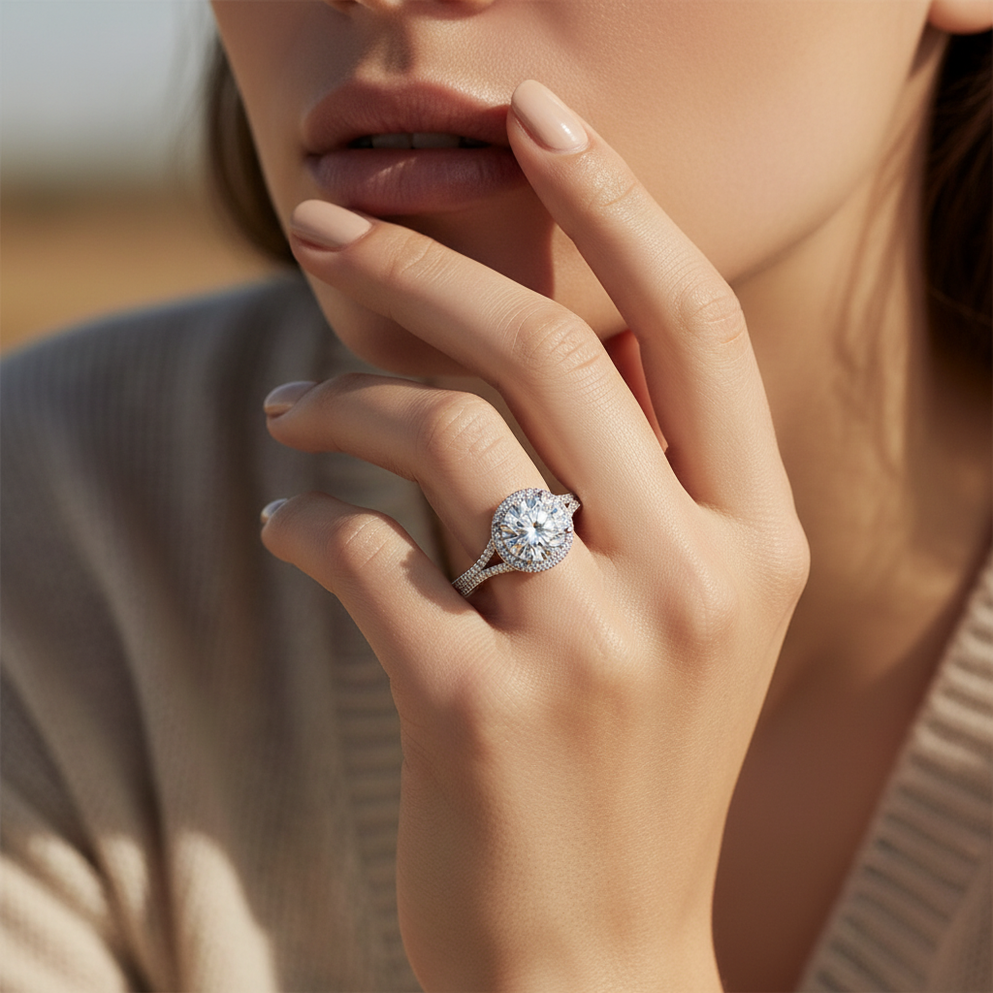 6-Prong Round Solitaire Ring on hand