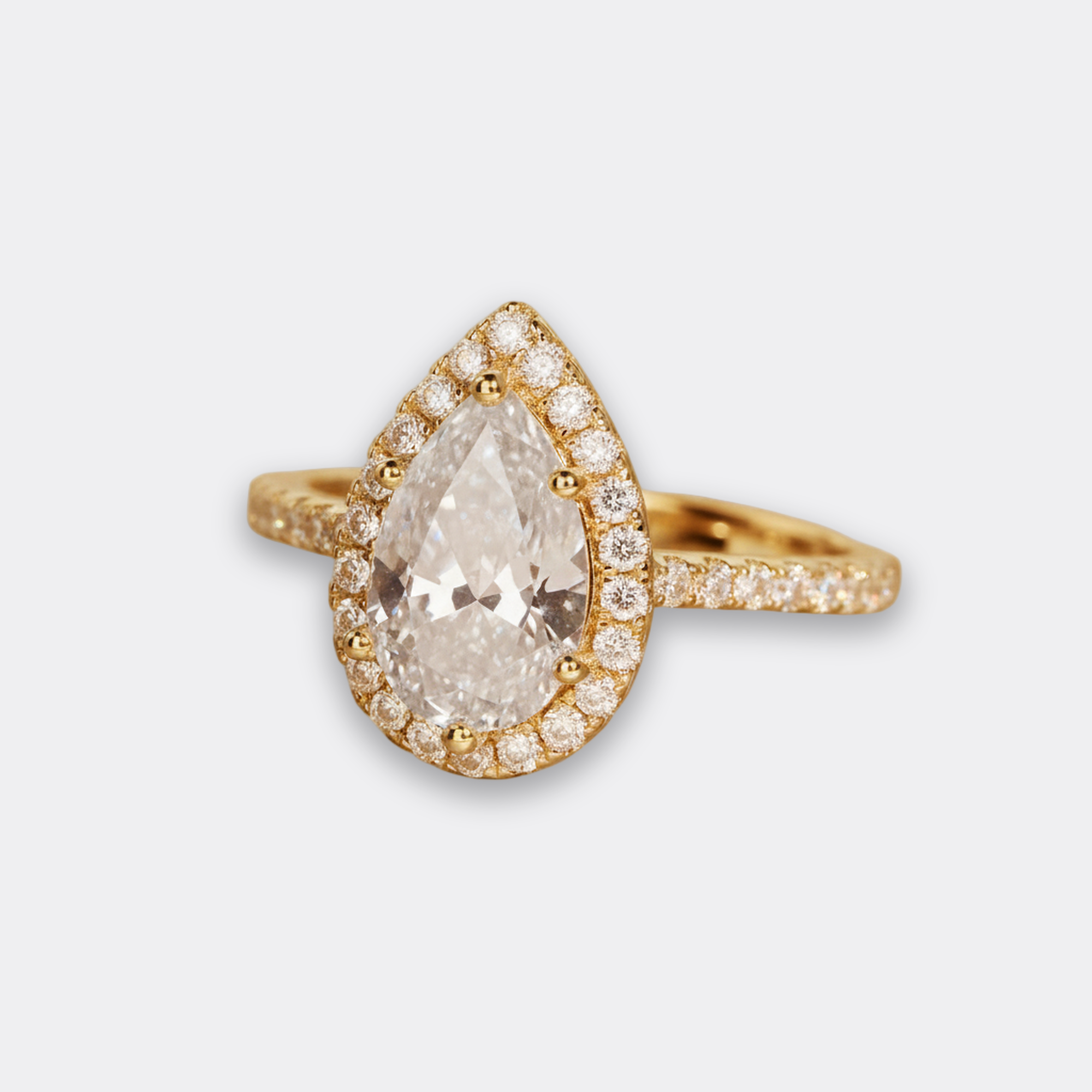 3ct Pear Bridal Set in gold