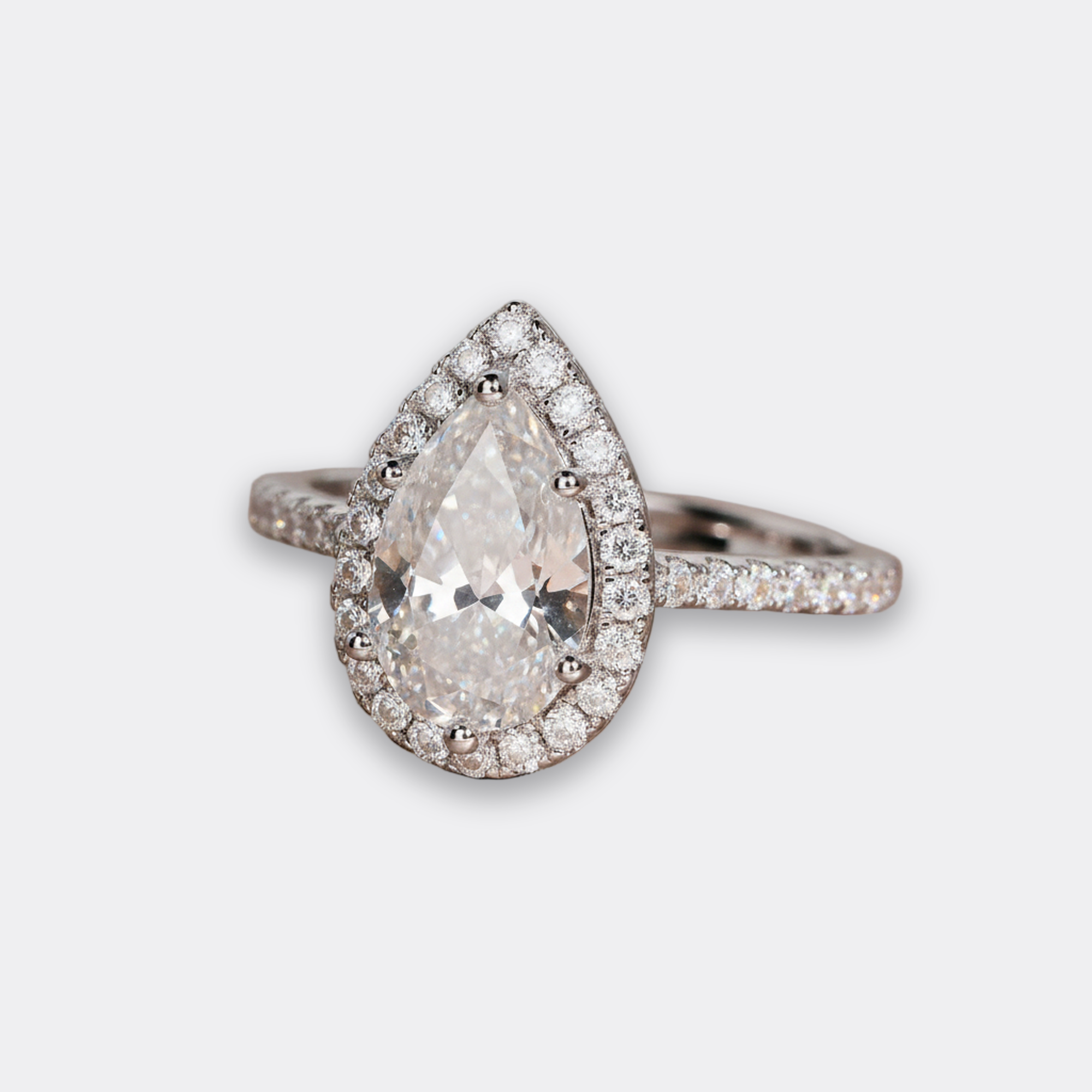 3ct Pear Bridal Set in silver