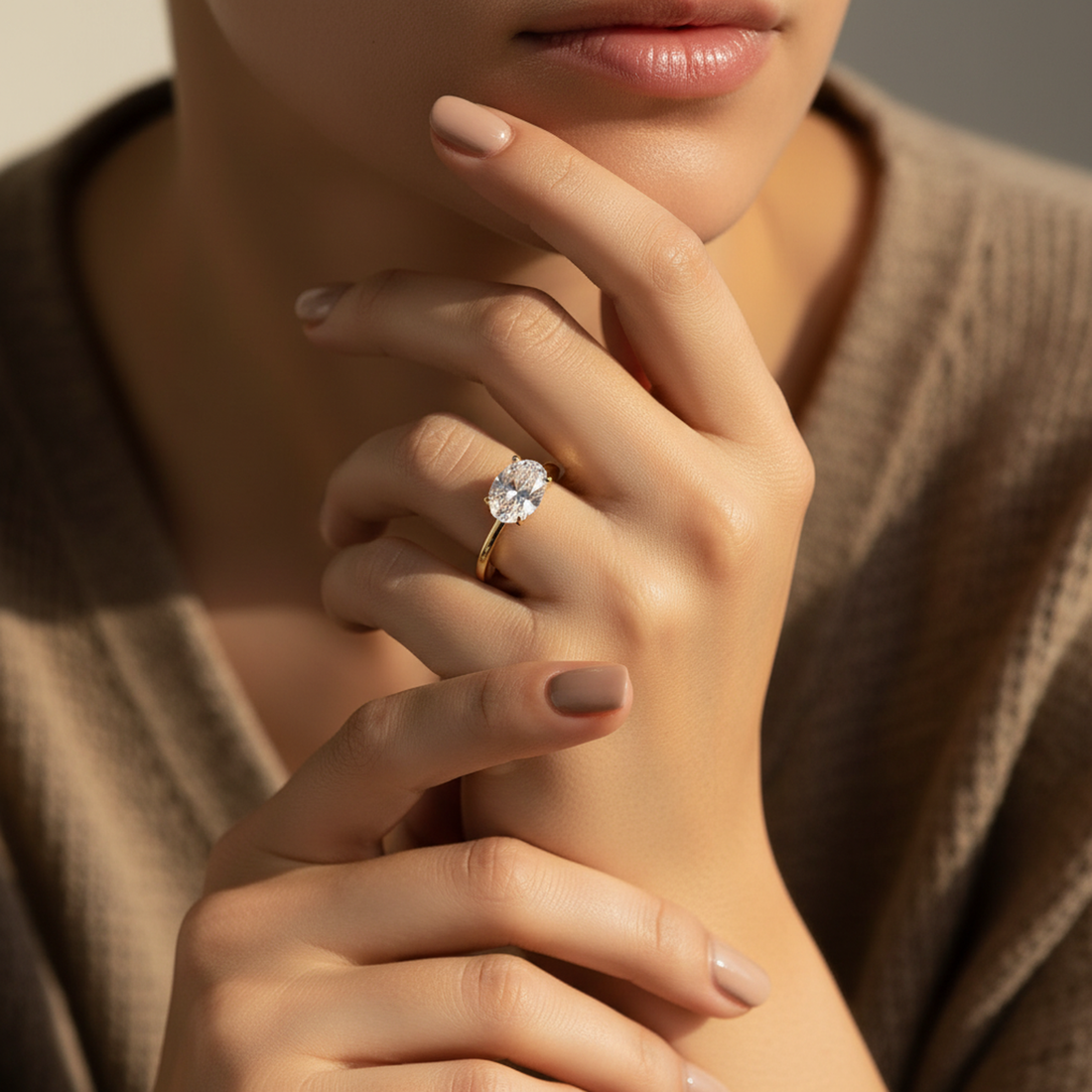 Gold Oval Solitaire Ring — image 4