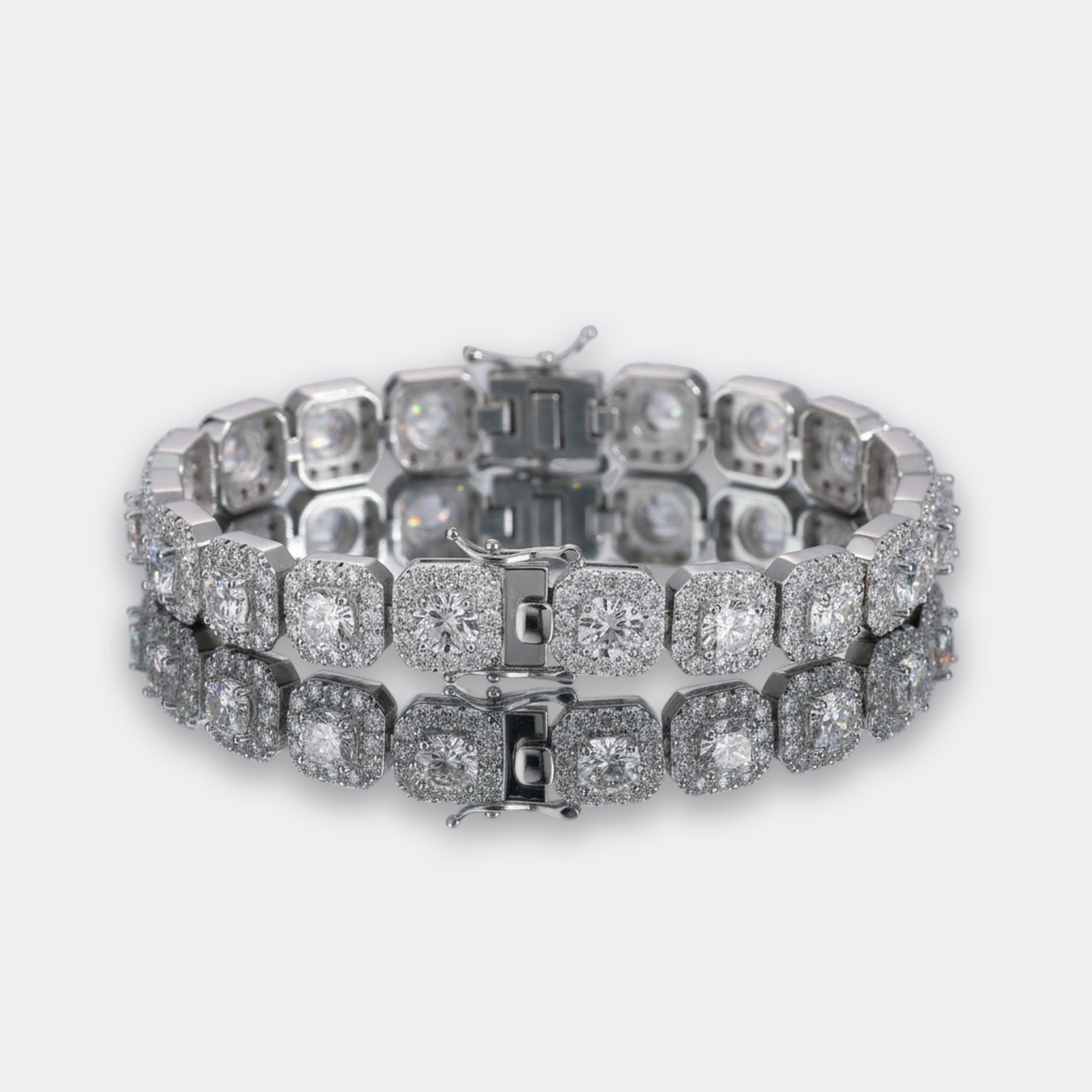 10mm Iced Cuban Bracelet in silver
