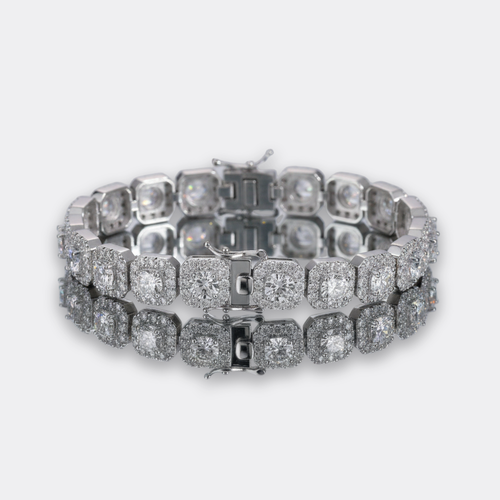 10mm Iced Cuban Bracelet in silver