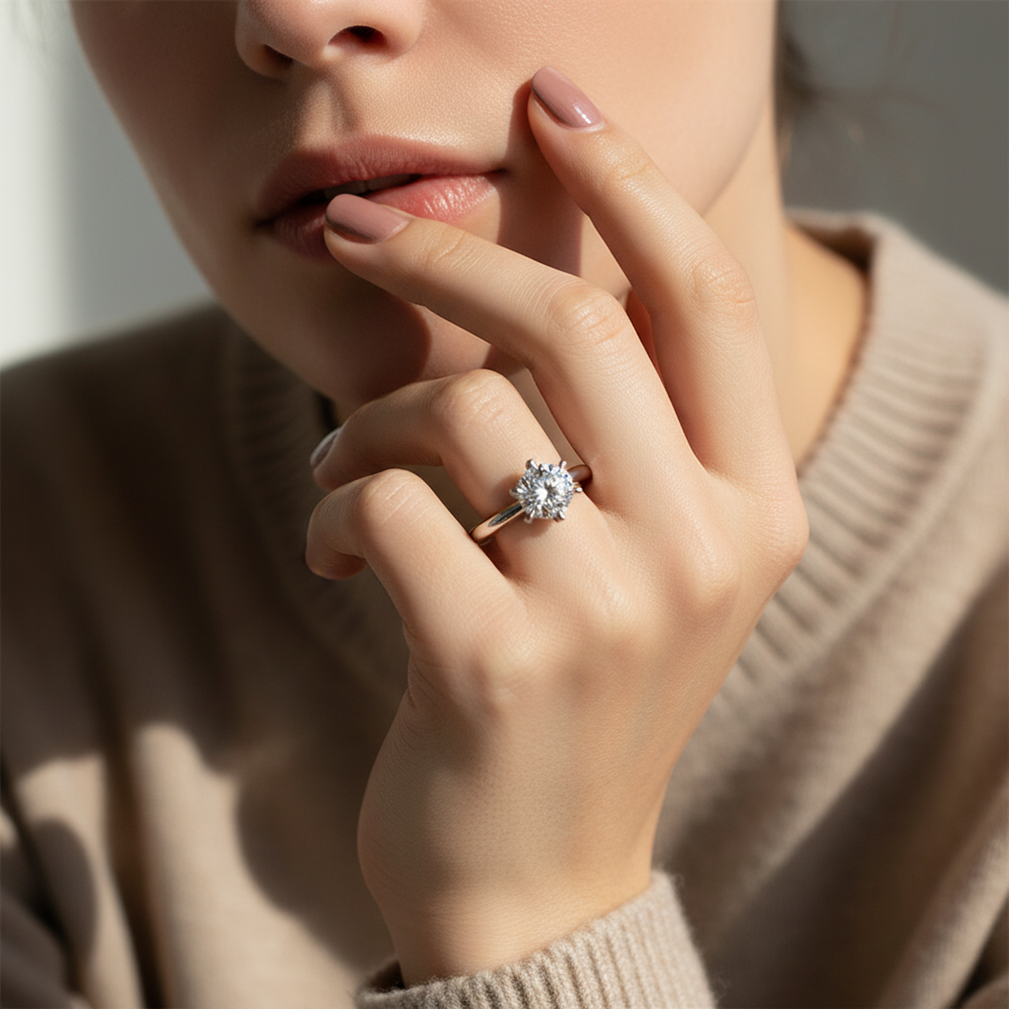 1ct Round Solitaire Ring on hand